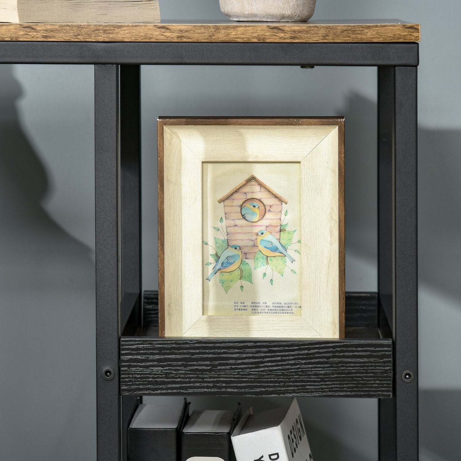 Industriellt sidobord med hjul, mörkbrun, 51x33x66 cm