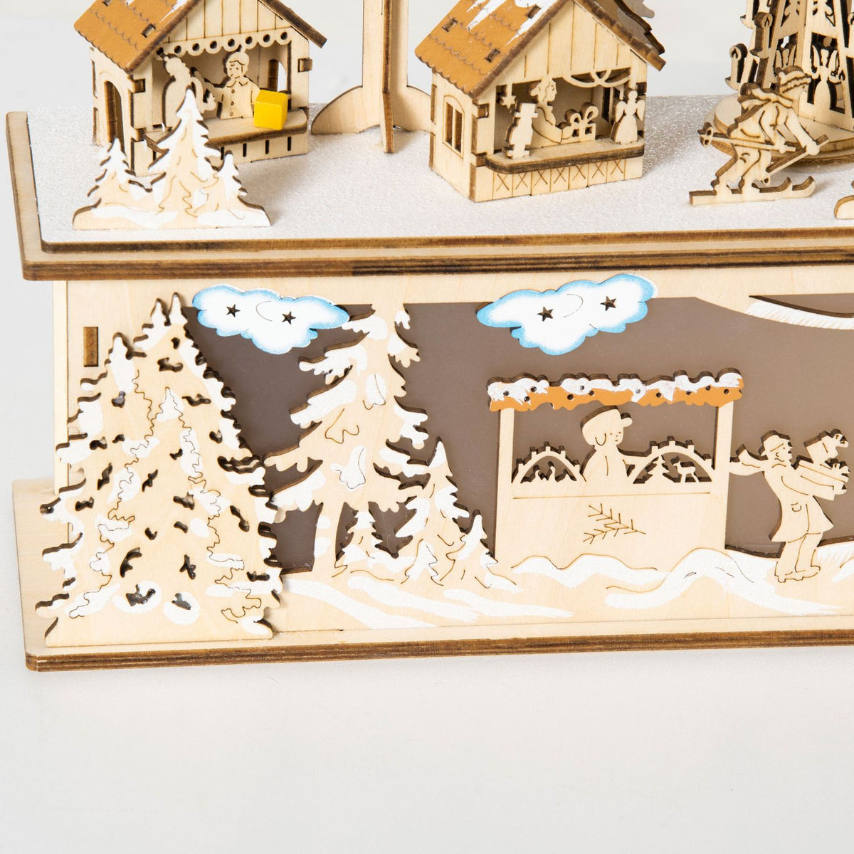 Dekorace vánoční vesničky, zimní krajina s LED osvětlením, 45x10x25 cm