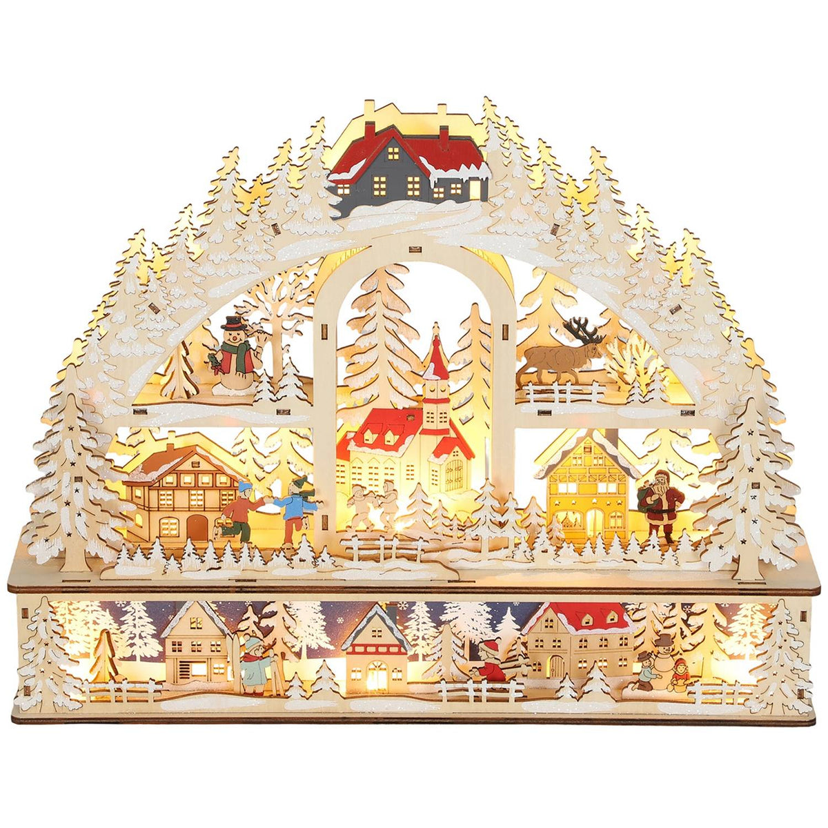 Kerstdorp met LED-verlichting, 45 cm, hout