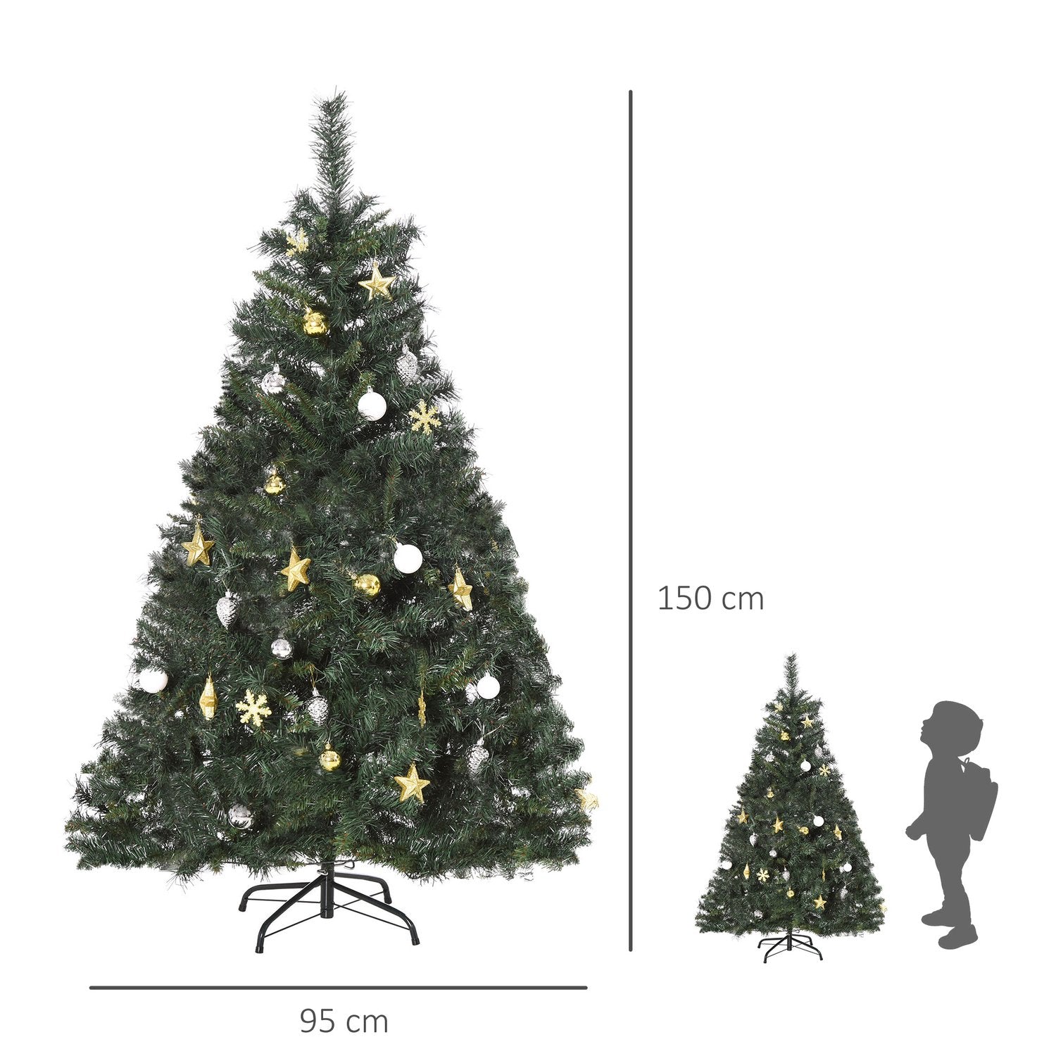 Julgran med 120 LED-ljus, 511 spetsar, 95x150 cm