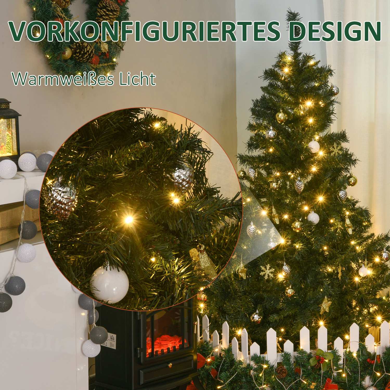 Julgran med 120 LED-ljus, 511 spetsar, 95x150 cm