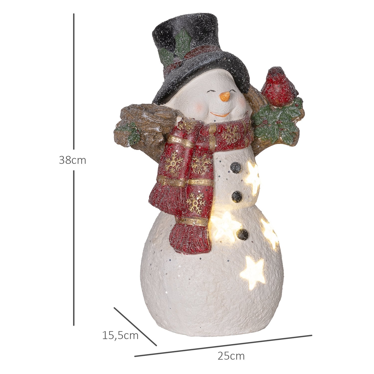 Julsnögubbefigur med LED-ljus, 38 cm, inomhus/utomhus
