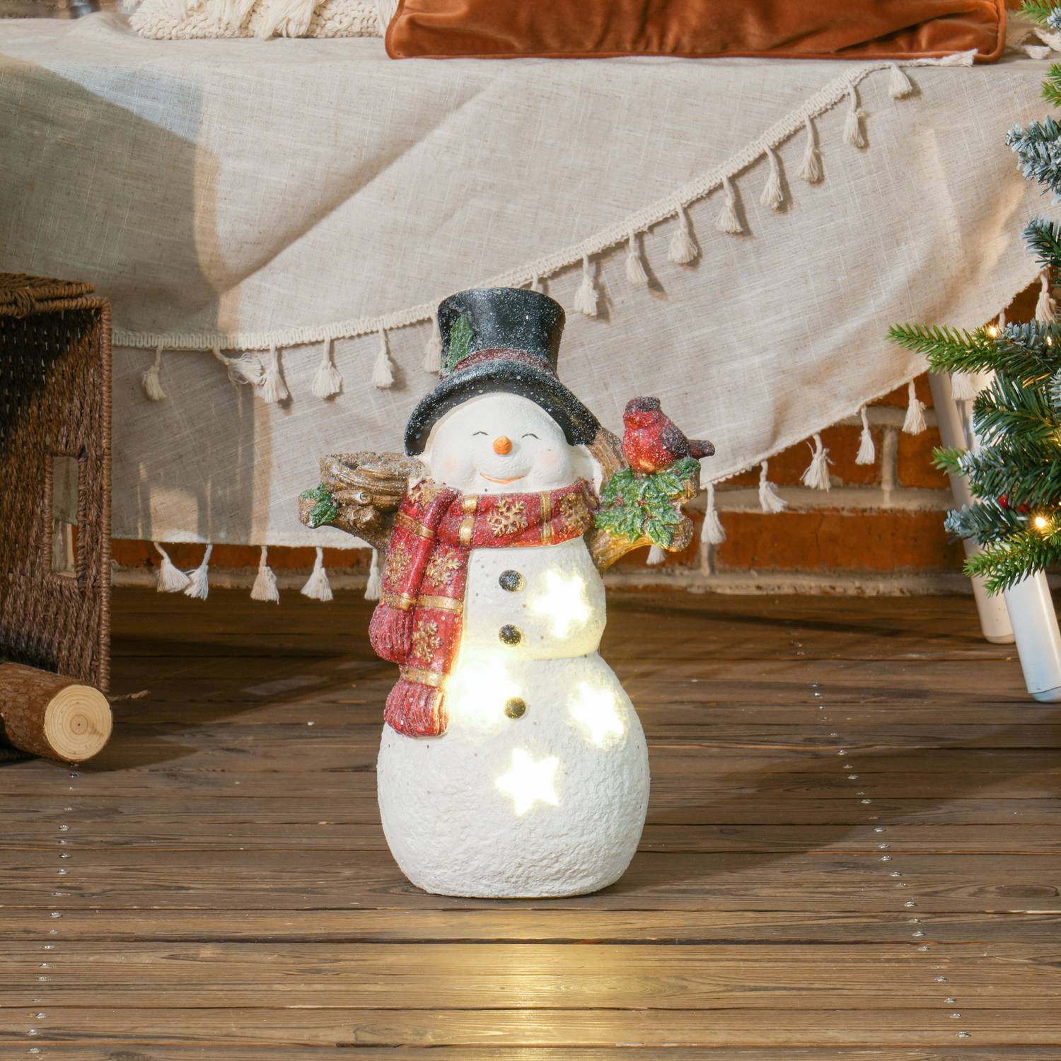 Julsnögubbefigur med LED-ljus, 38 cm, inomhus/utomhus