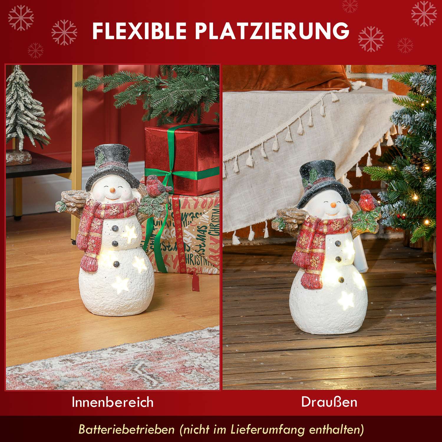 Julsnögubbefigur med LED-ljus, 38 cm, inomhus/utomhus