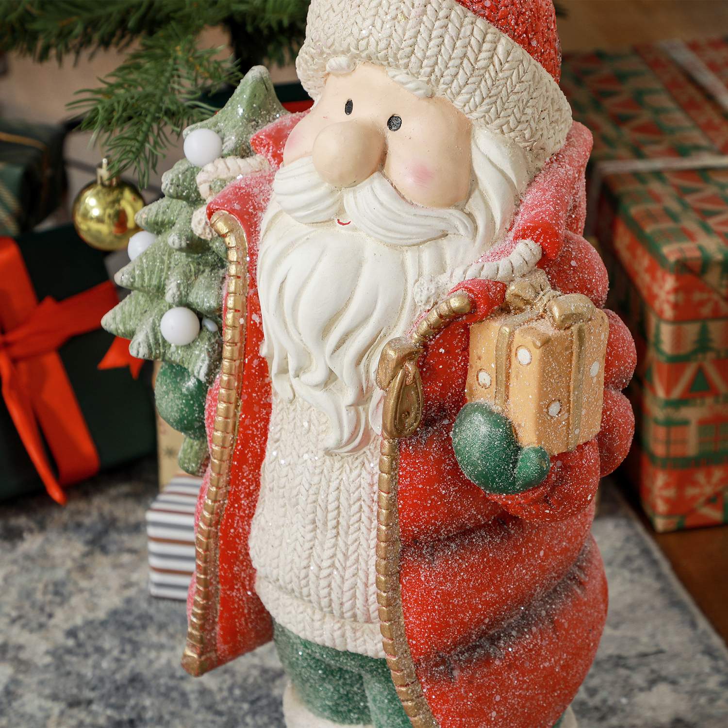 Jultomtens julfigur med LED-ljus, 50 cm