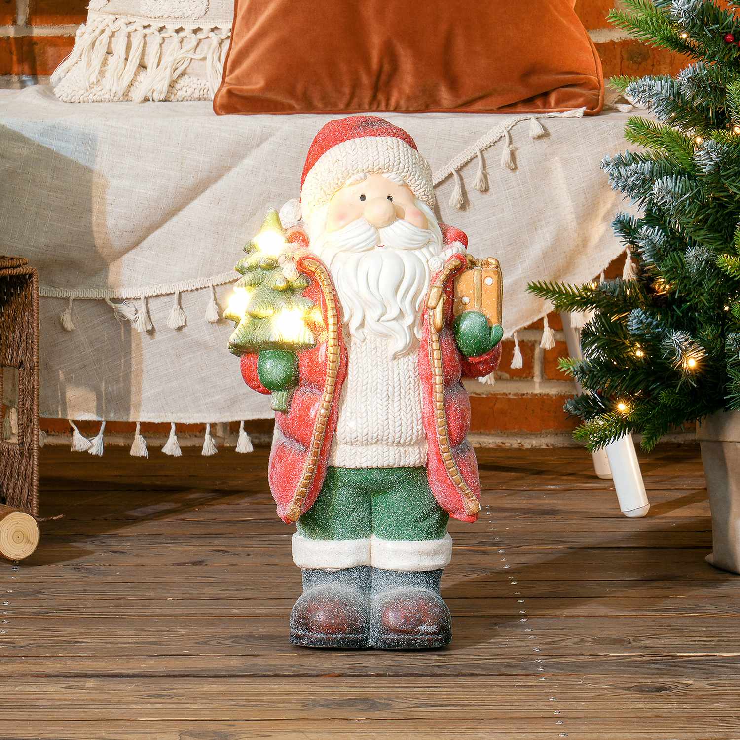 Jultomtens julfigur med LED-ljus, 50 cm