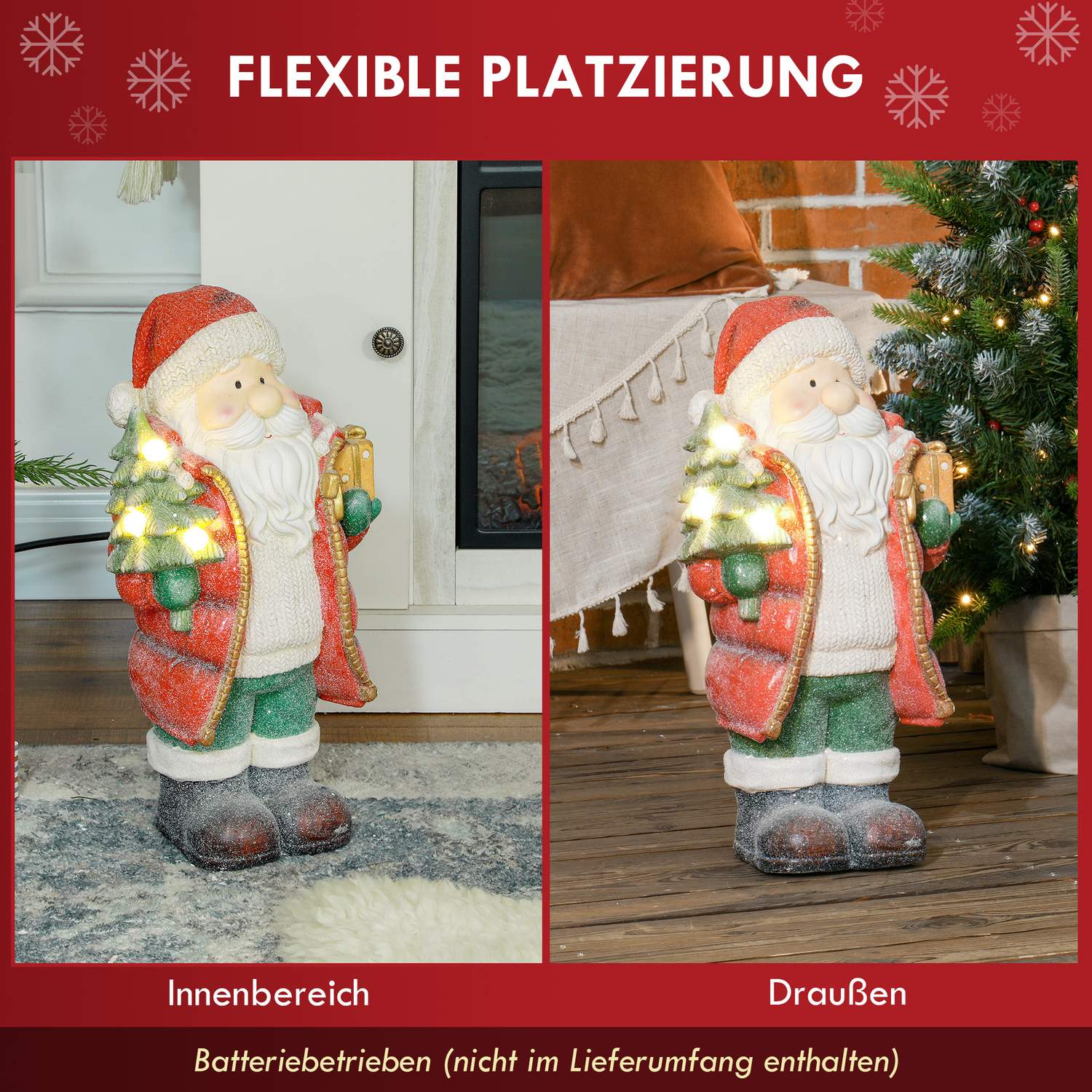 Jultomtens julfigur med LED-ljus, 50 cm