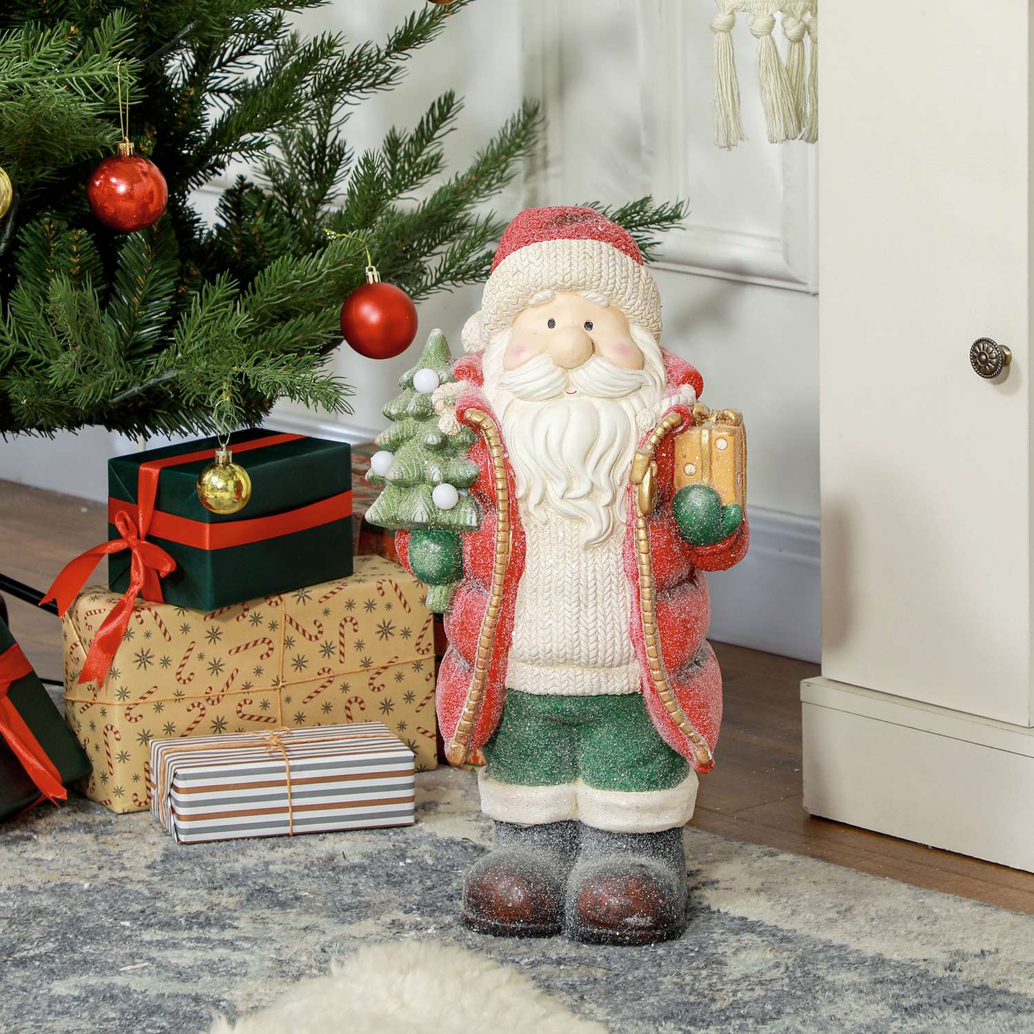 Jultomtens julfigur med LED-ljus, 50 cm