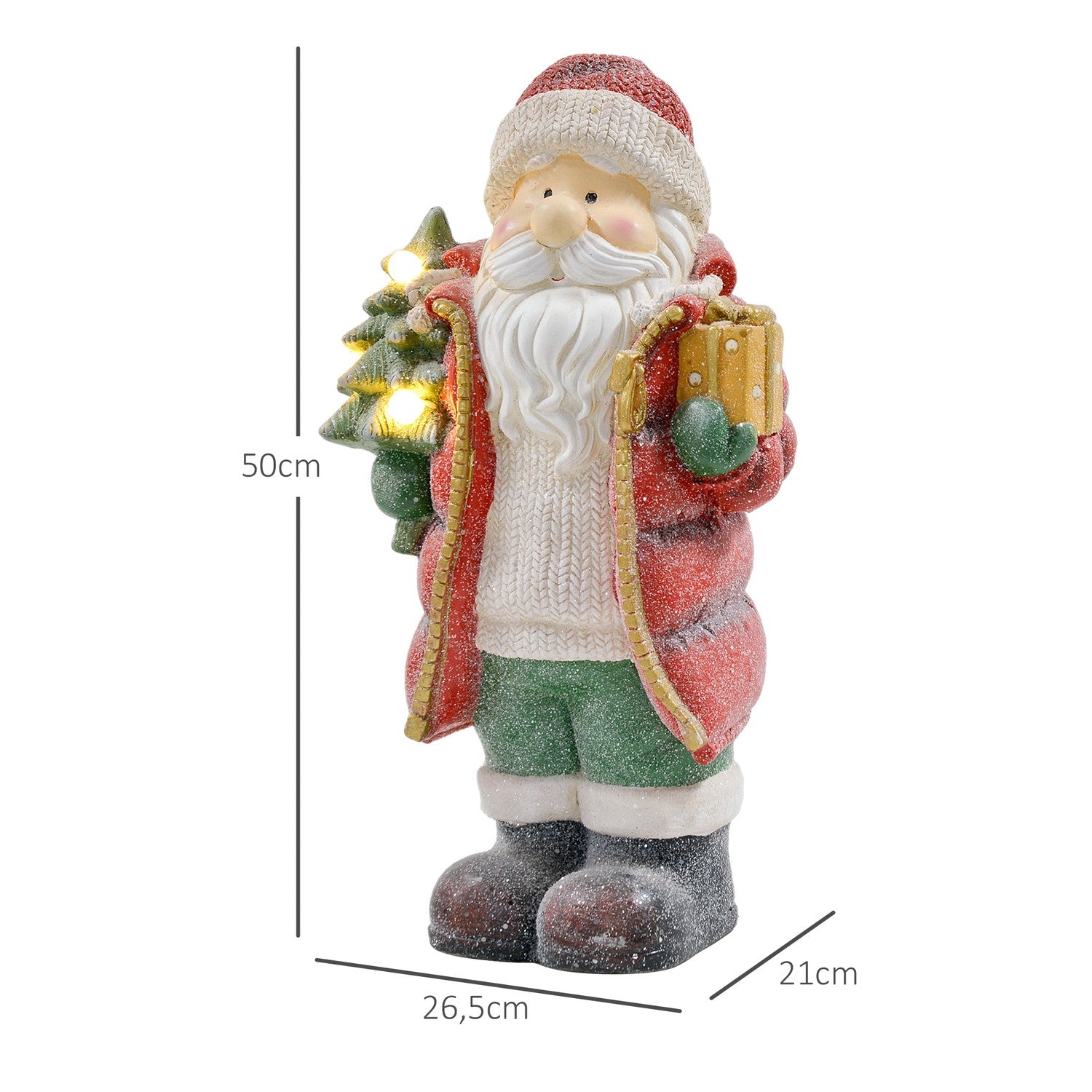 Jultomtens julfigur med LED-ljus, 50 cm