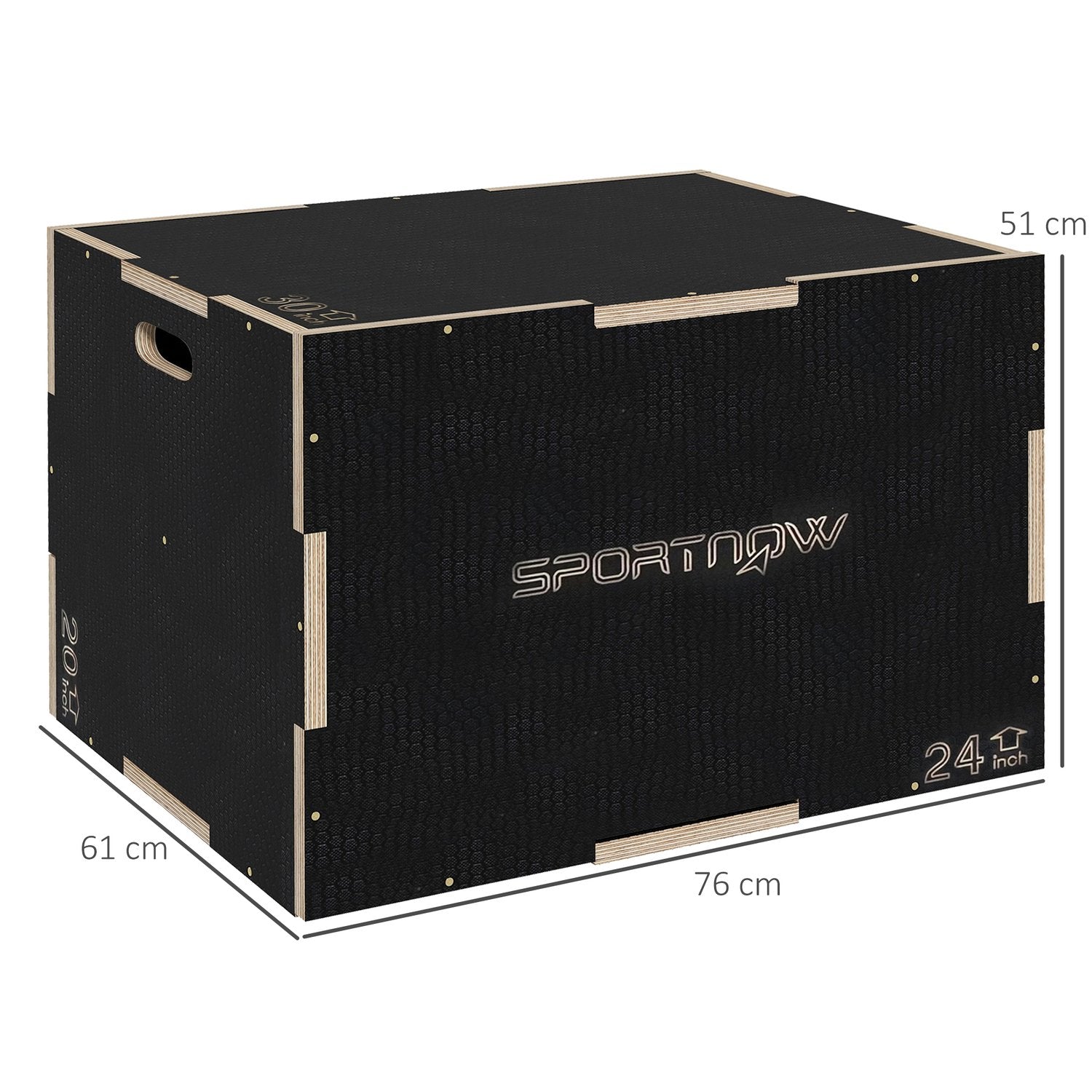 Plyometrisk Jump Box – 3 i 1 träplattform med handtag