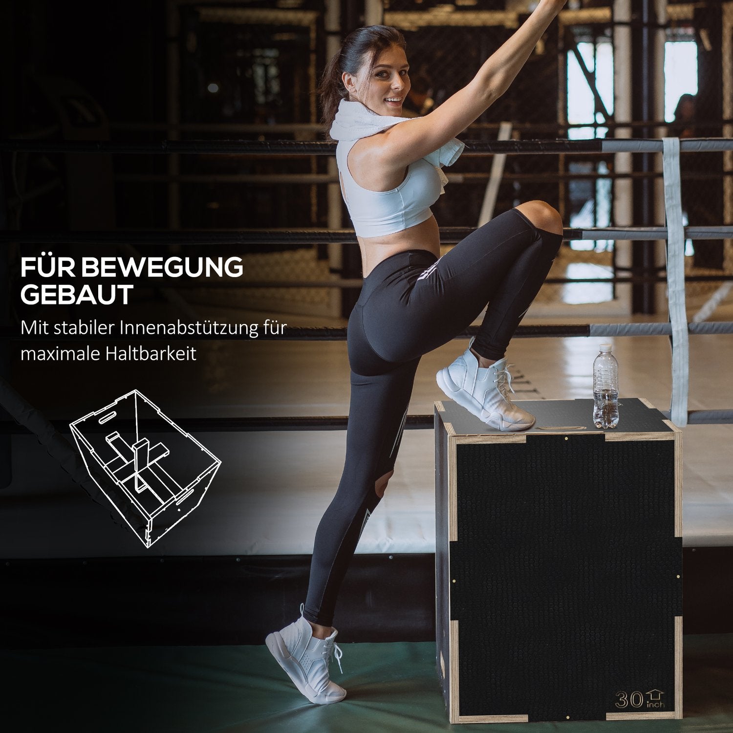 Plyometrisk Jump Box – 3 i 1 träplattform med handtag