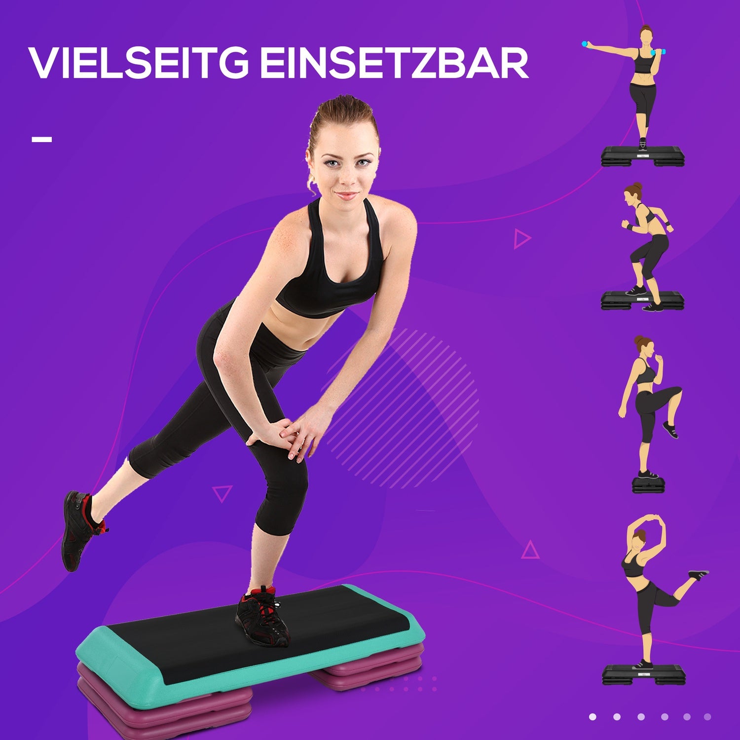 Justerbar Aerobic Stepper, Anti-Slip yta, 3 höjder