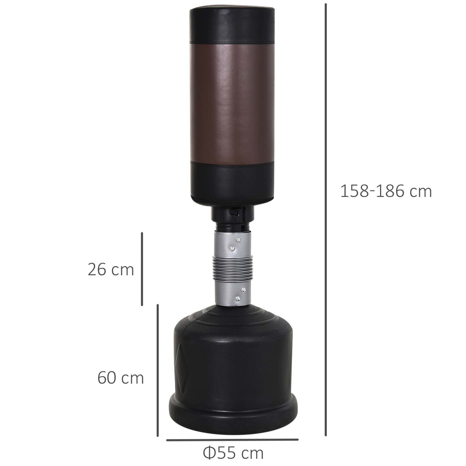 Justerbar Boksäck Dummy – 158-186 cm, Svart/Brun