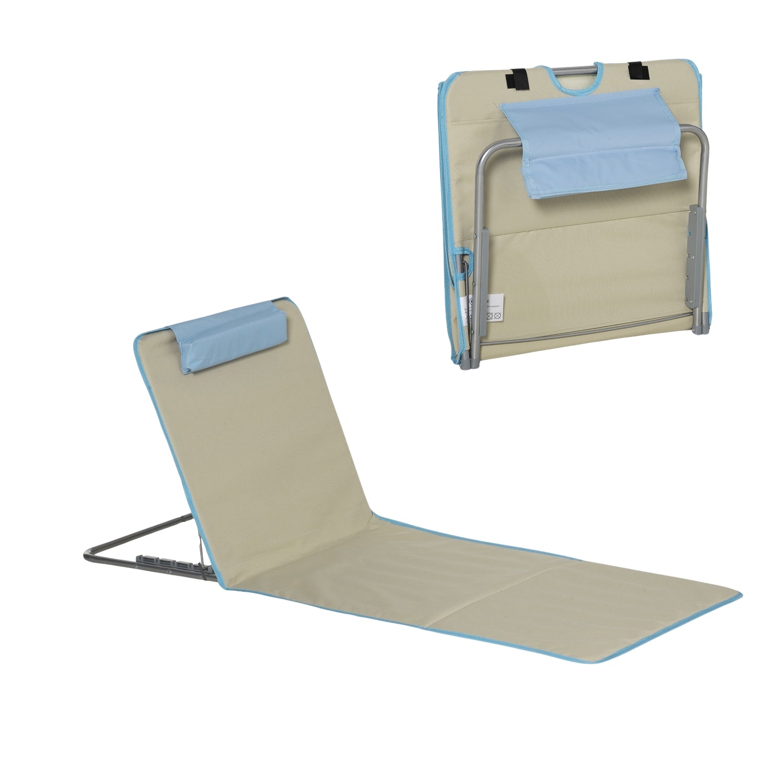 Justerbara hopfällbara strandstolar, set om 2 med kuddar