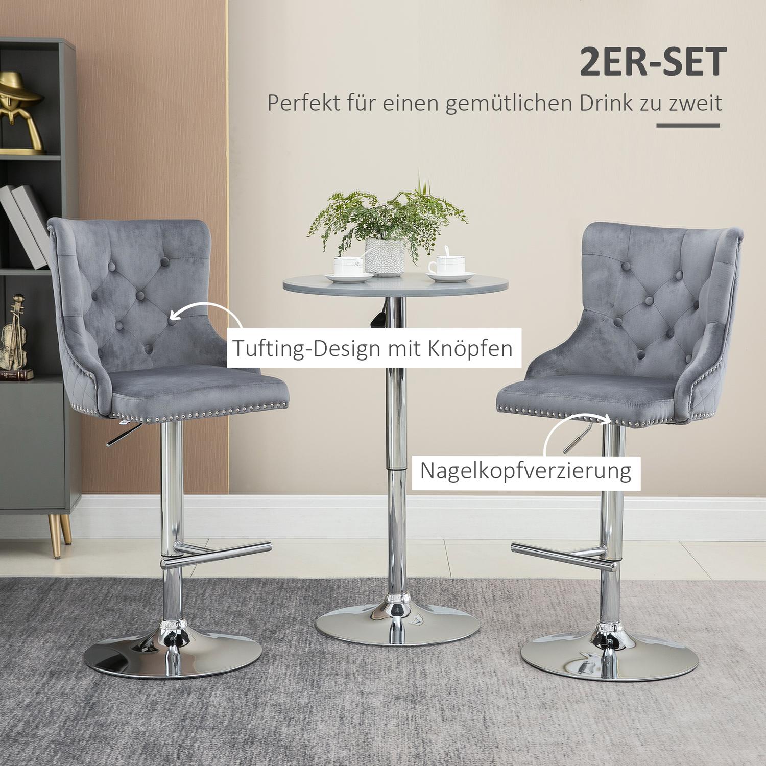 Justerbara svängbara barstolar, set om 2 med fotstöd