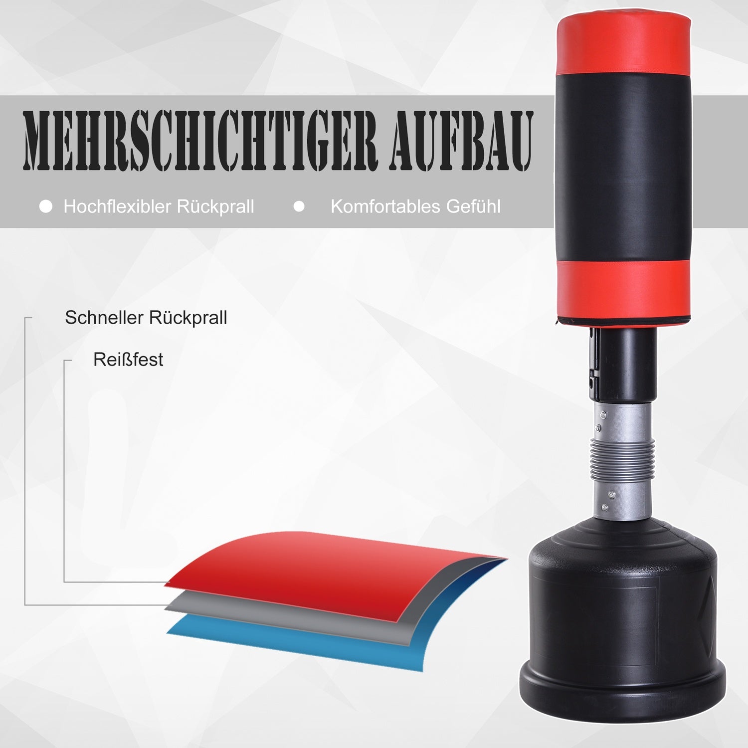 Justerbar fristående boxningspåse för träning, 158-186 cm
