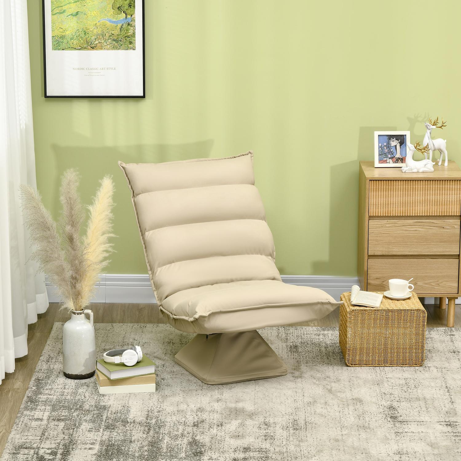 Justerbar golvstol, 360° vridbar, beige, 62x70x95 cm