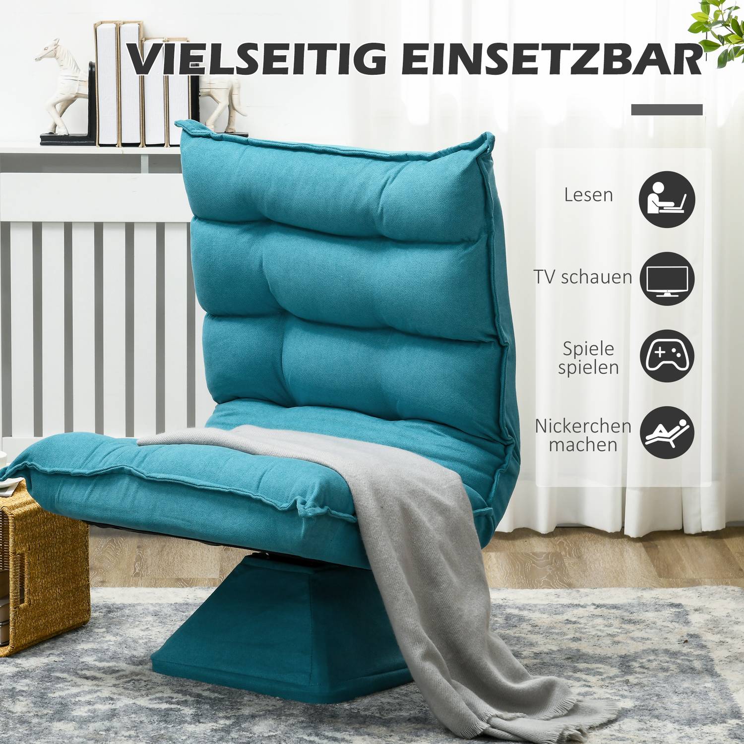 Justerbar golvstol – Blå Meditationssoffa