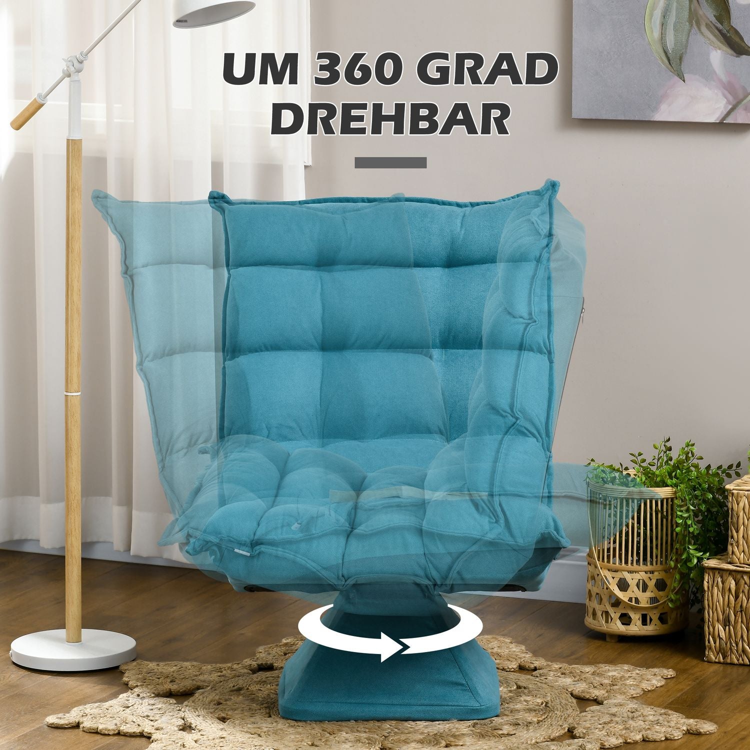 Justerbar golvstol – Blå Meditationssoffa