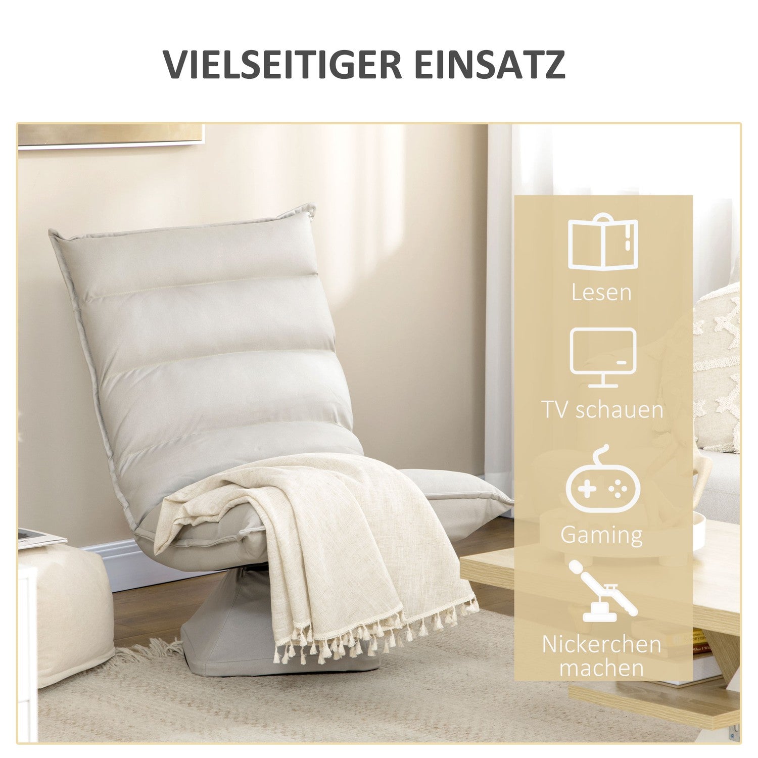 Justerbar golvstol med vridbart ryggstöd – ljusgrå