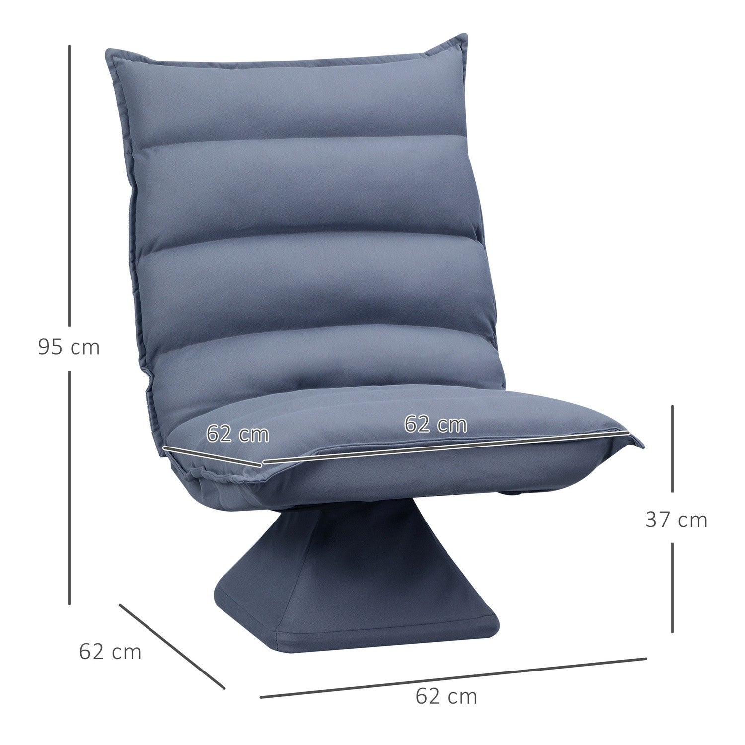 Justerbar grå golvstol, vridbar meditationssits, mikrofiber