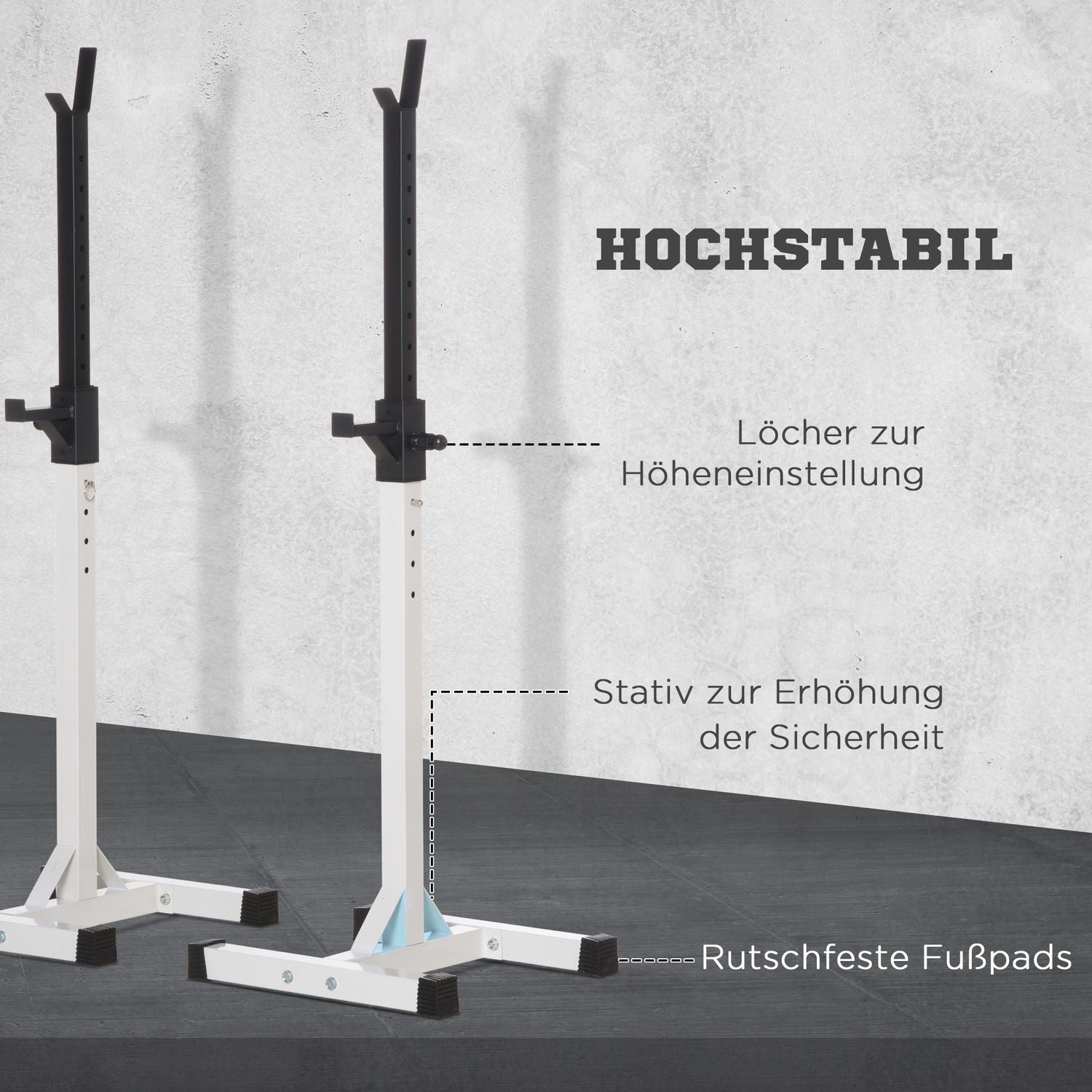Justerbar hantel- och skivstångsställ, 105-160 cm, 150 kg Kapacitet
