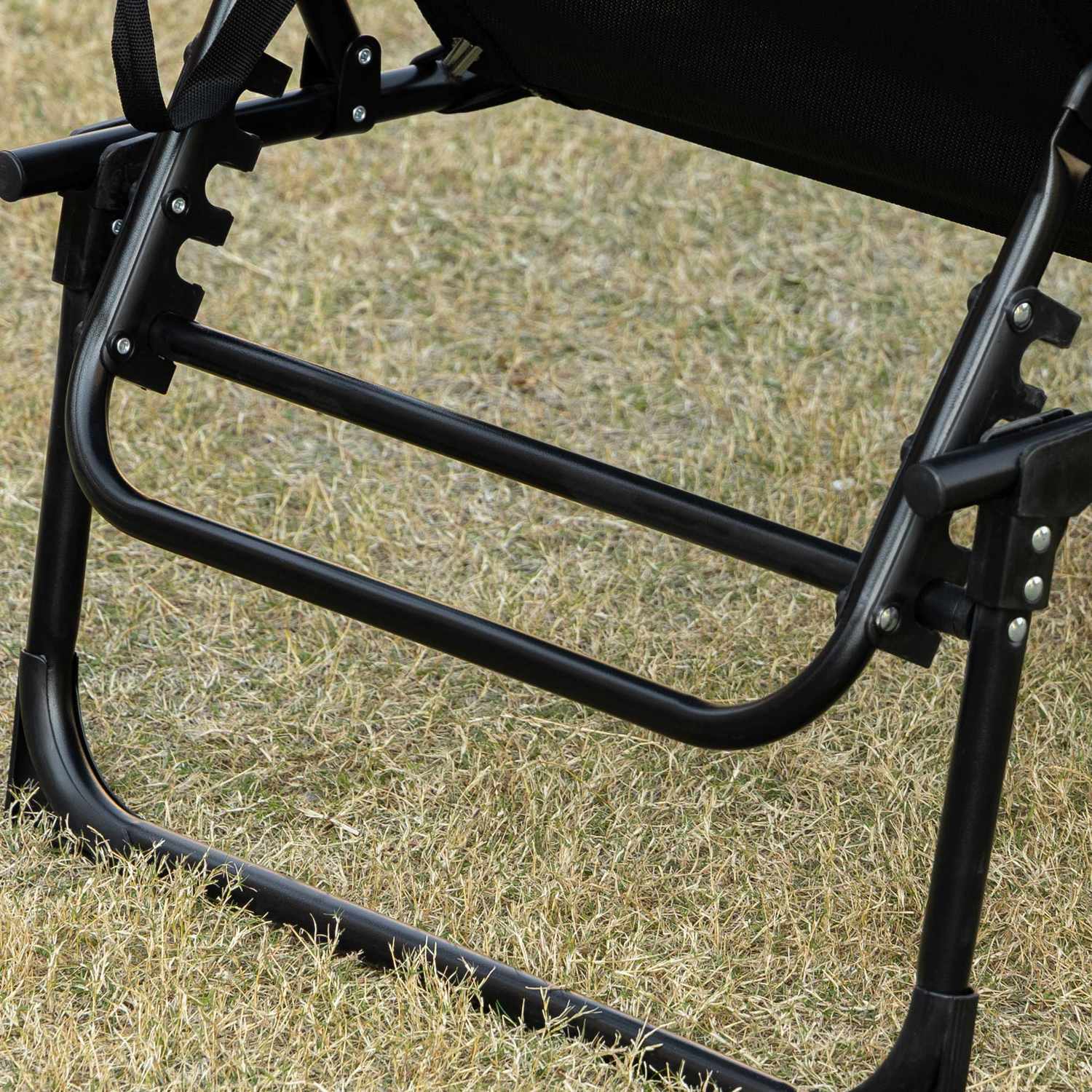 Justerbar schäslong – hopfällbar solstol, svart
