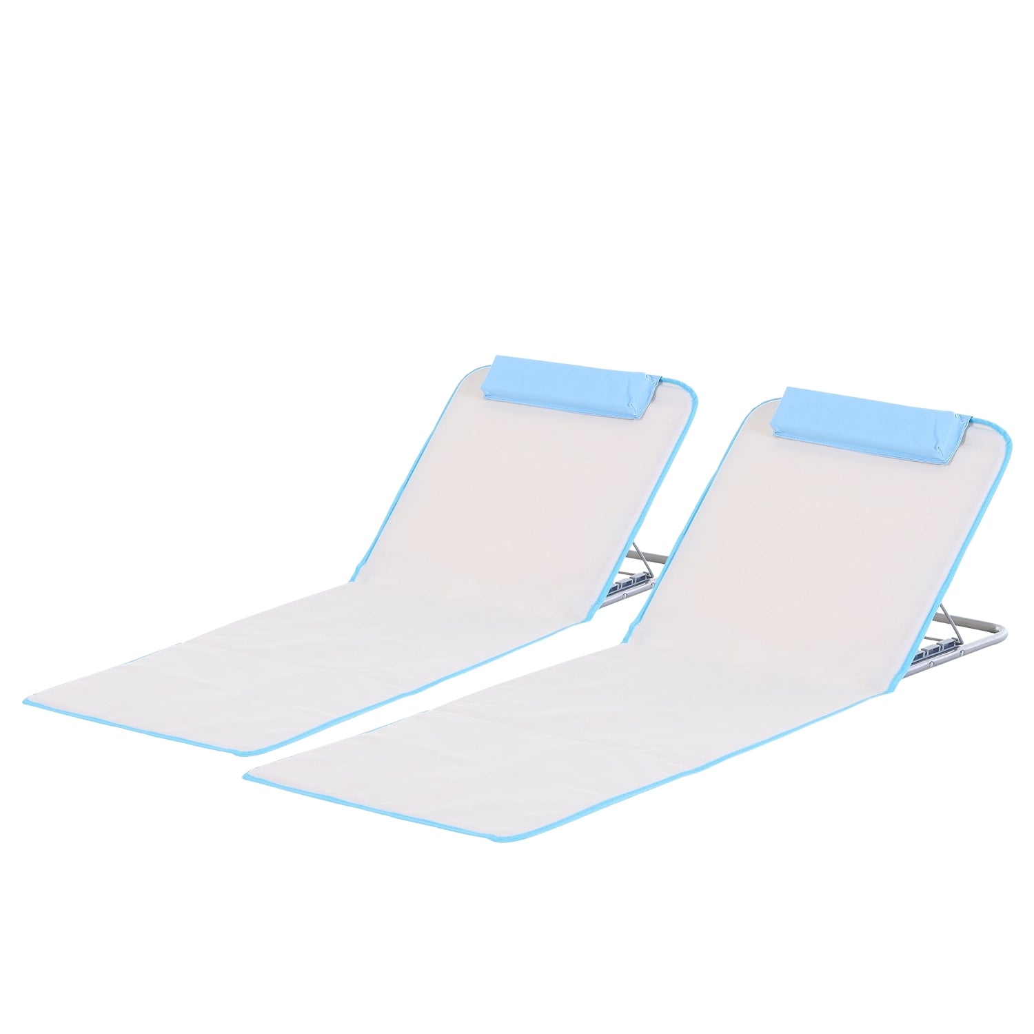 Justerbar strandmadrass i stål, hopfällbar beige, 134x48x33-43cm