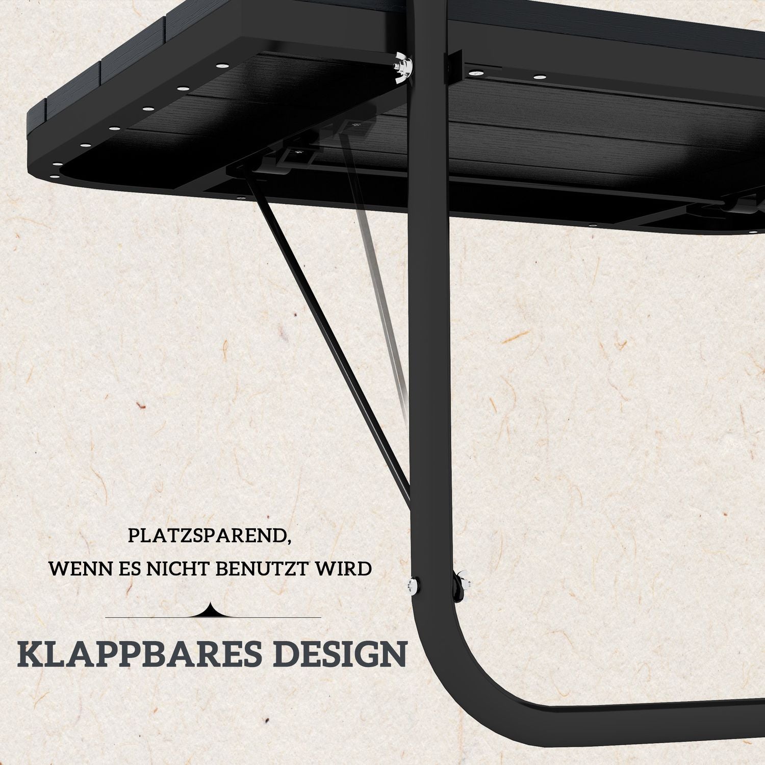 Justerbart balkongbord i aluminium, hopfällbart, 25 Kg Kapacitet