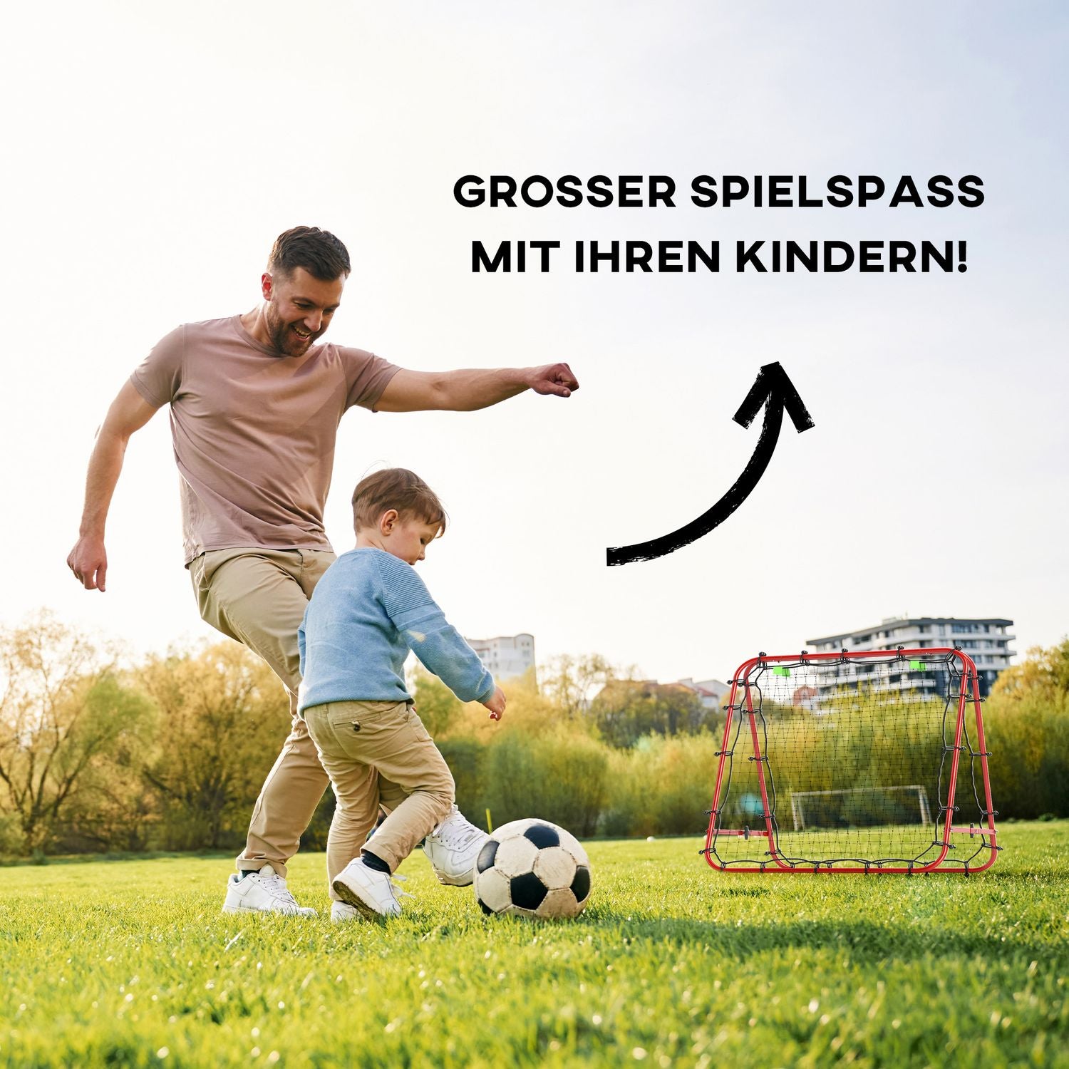 Justerbart dubbelsidigt fotbollsreboundernät för träning