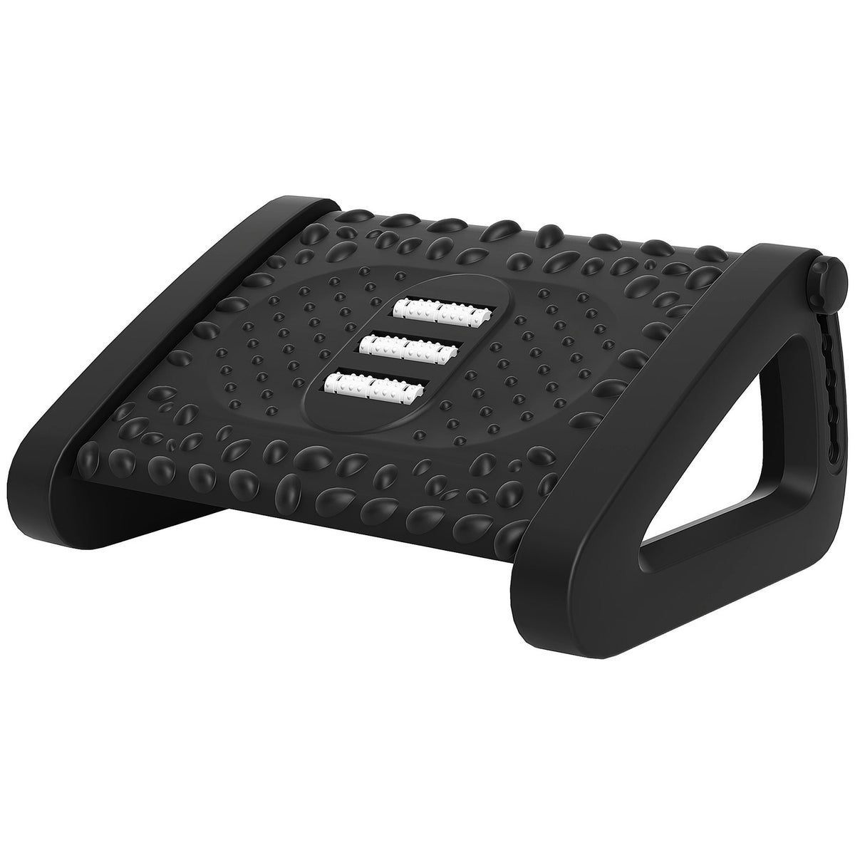 Justerbart ergonomiskt fotstöd med massageyta, svart
