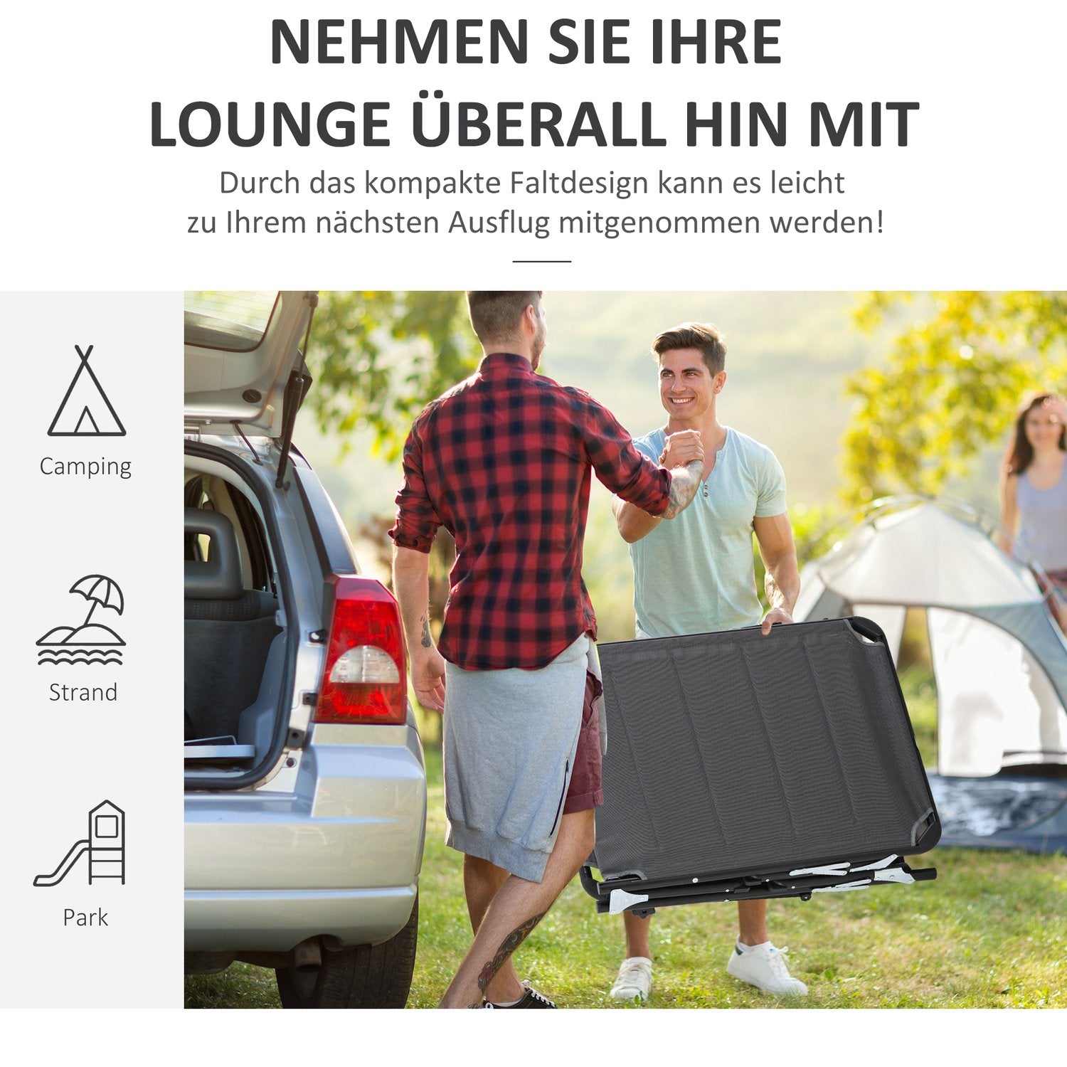Justerbar trädgårdsstol i aluminium, ergonomisk och hopfällbar