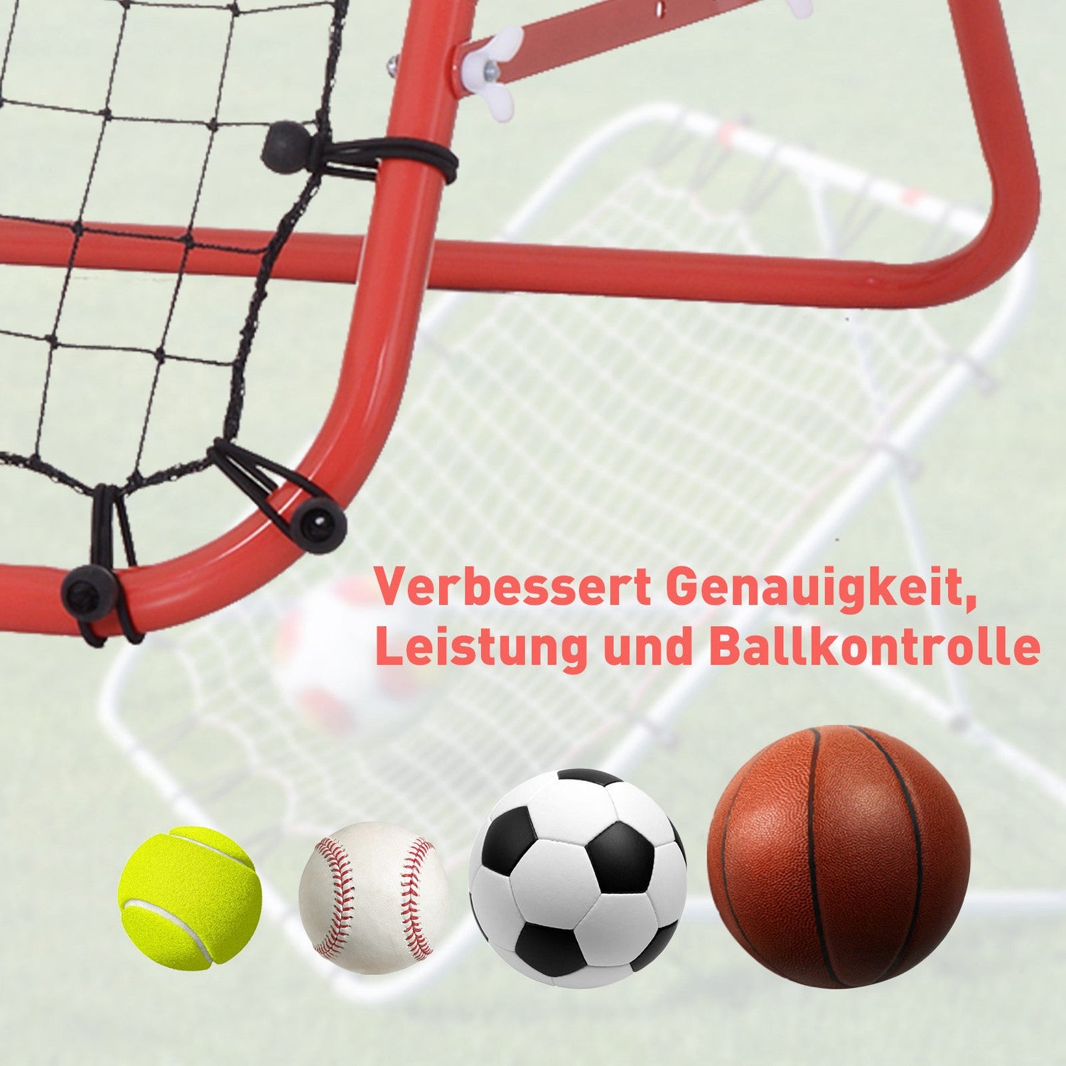 Justerbart vinkelfotbollsreboundernät – rött och svart