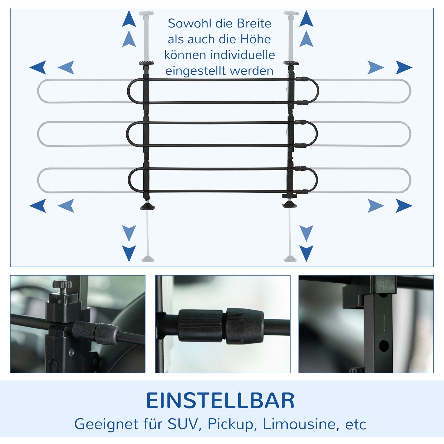 Justerbar universal avdelare för bilkoffertar, stål, 89-150X76-124 cm