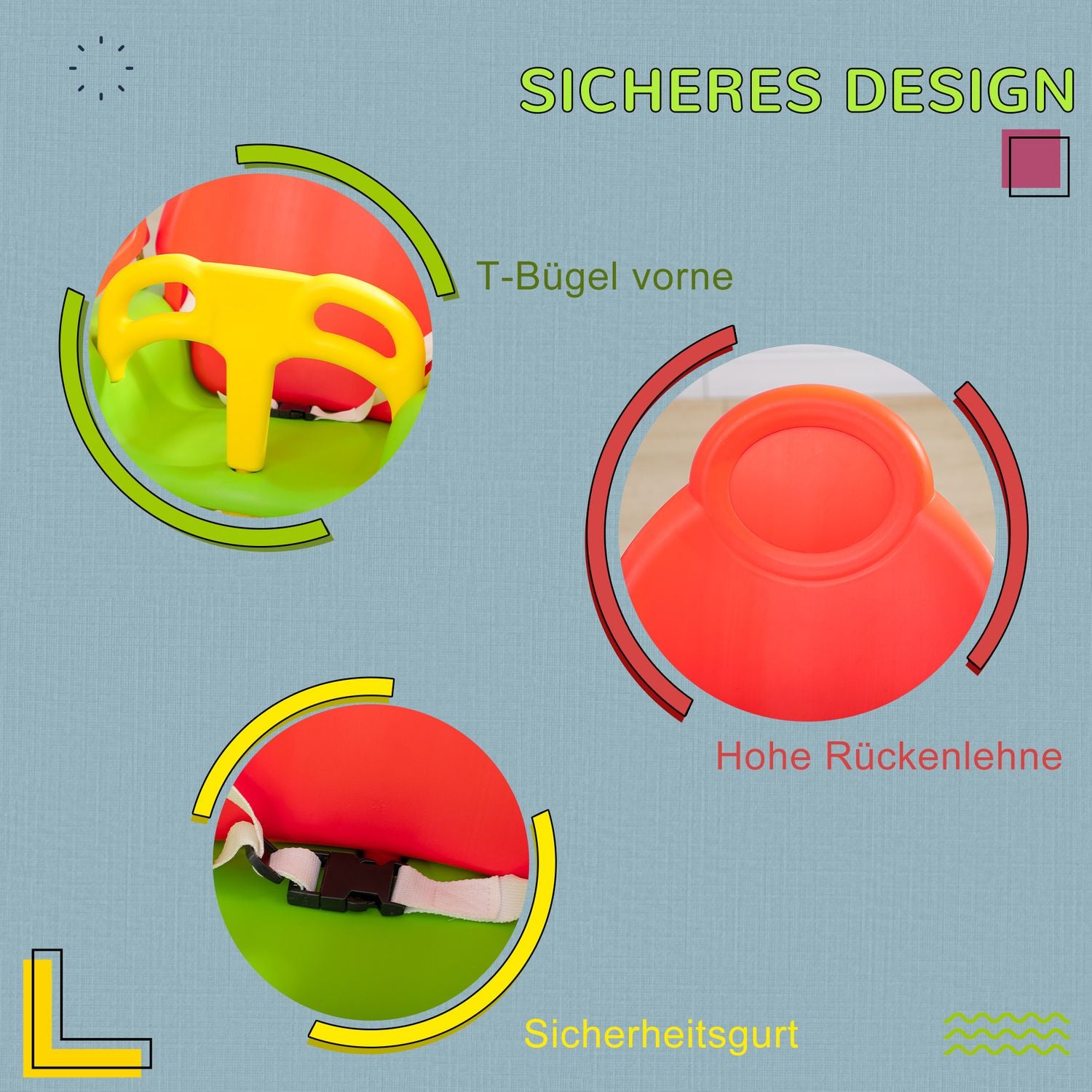 Justerbar utomhusgunga för småbarn, 9M+, 70 kg kapacitet, grön