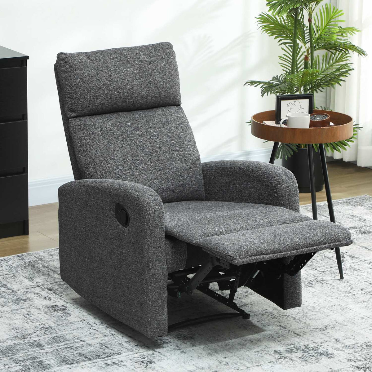 Verstelbare relaxfauteuil met voetensteun, grijze stof