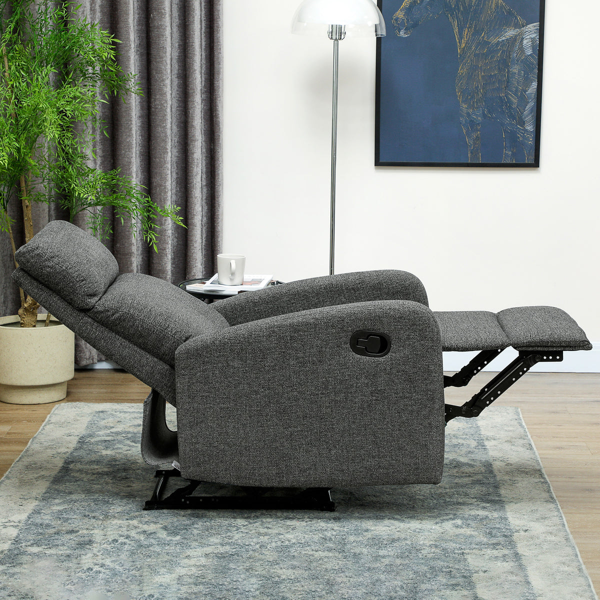 Verstelbare relaxfauteuil met voetensteun, grijze stof