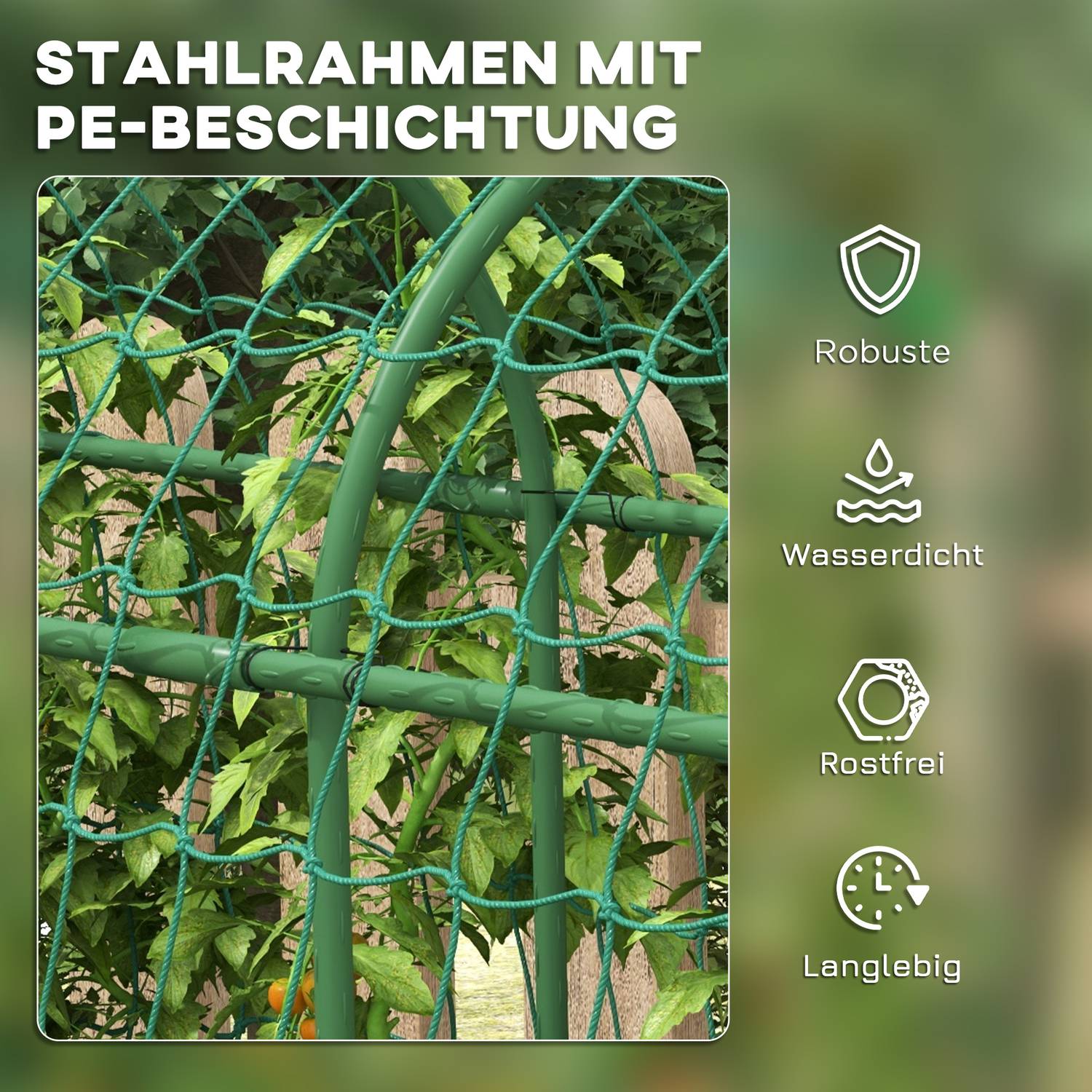 Justerbar växtspaljé i stål med nät för trädgård, balkong