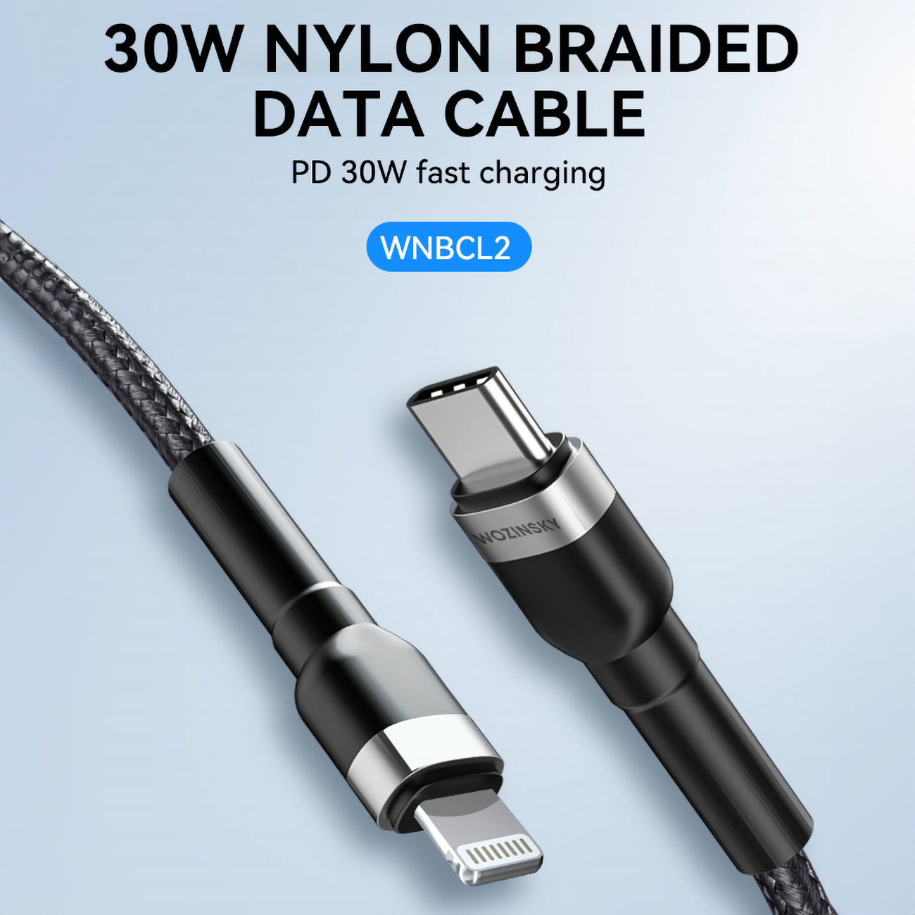 Kabel för iPhone USB-C - Lightning PD 30W 2m svart