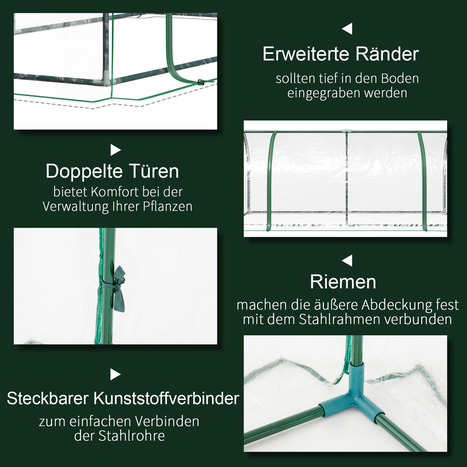 Kallram Växthus med Dörr, Stål PVC, 200x100x80 cm