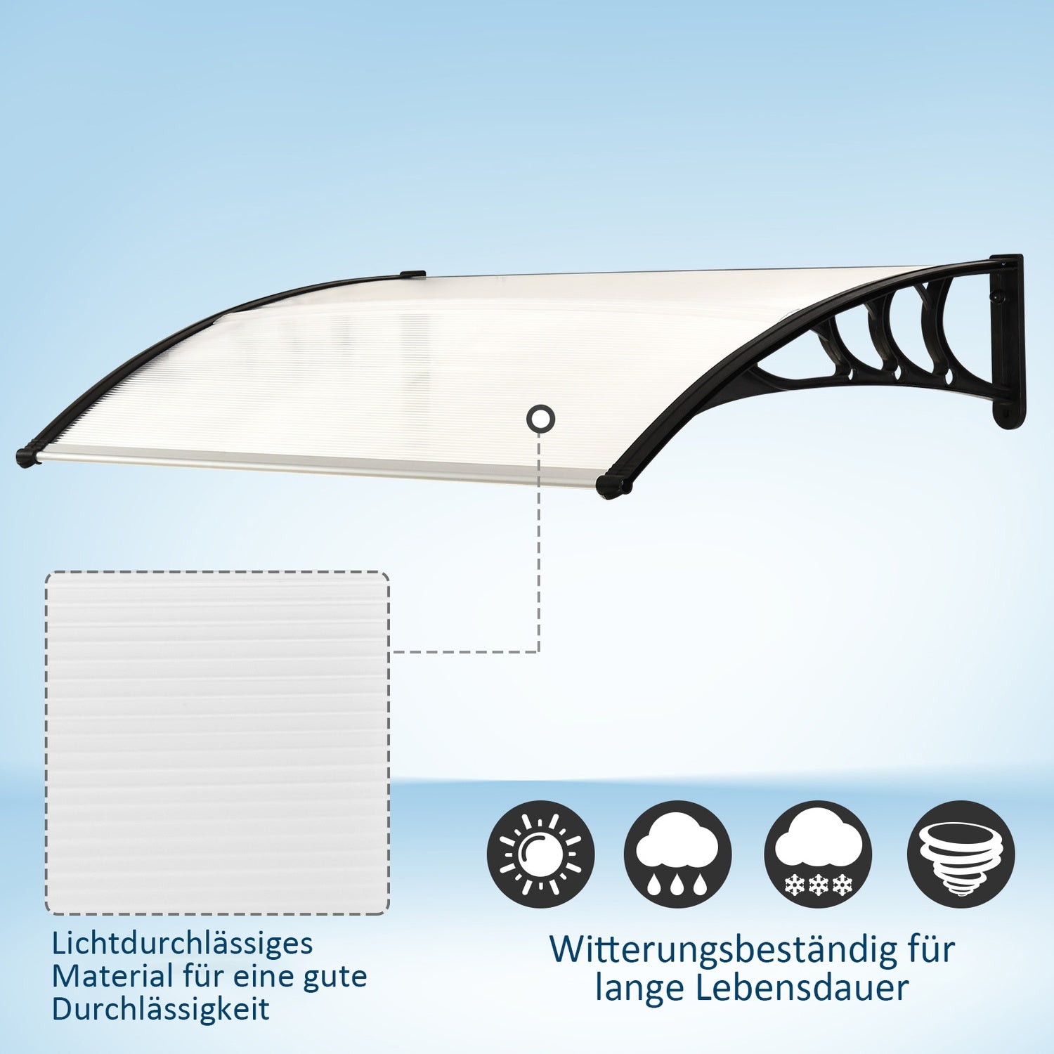 Transparent polykarbonat ytterdörrstak – 75x100cm