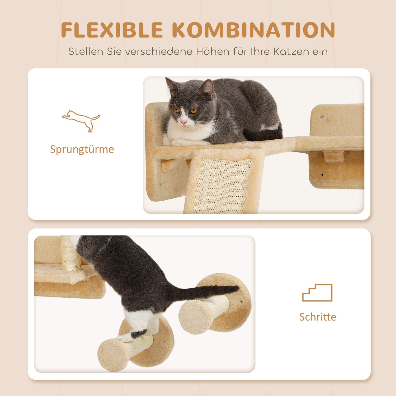 Kattklätterväggsset med skrapstolpe och lekboll