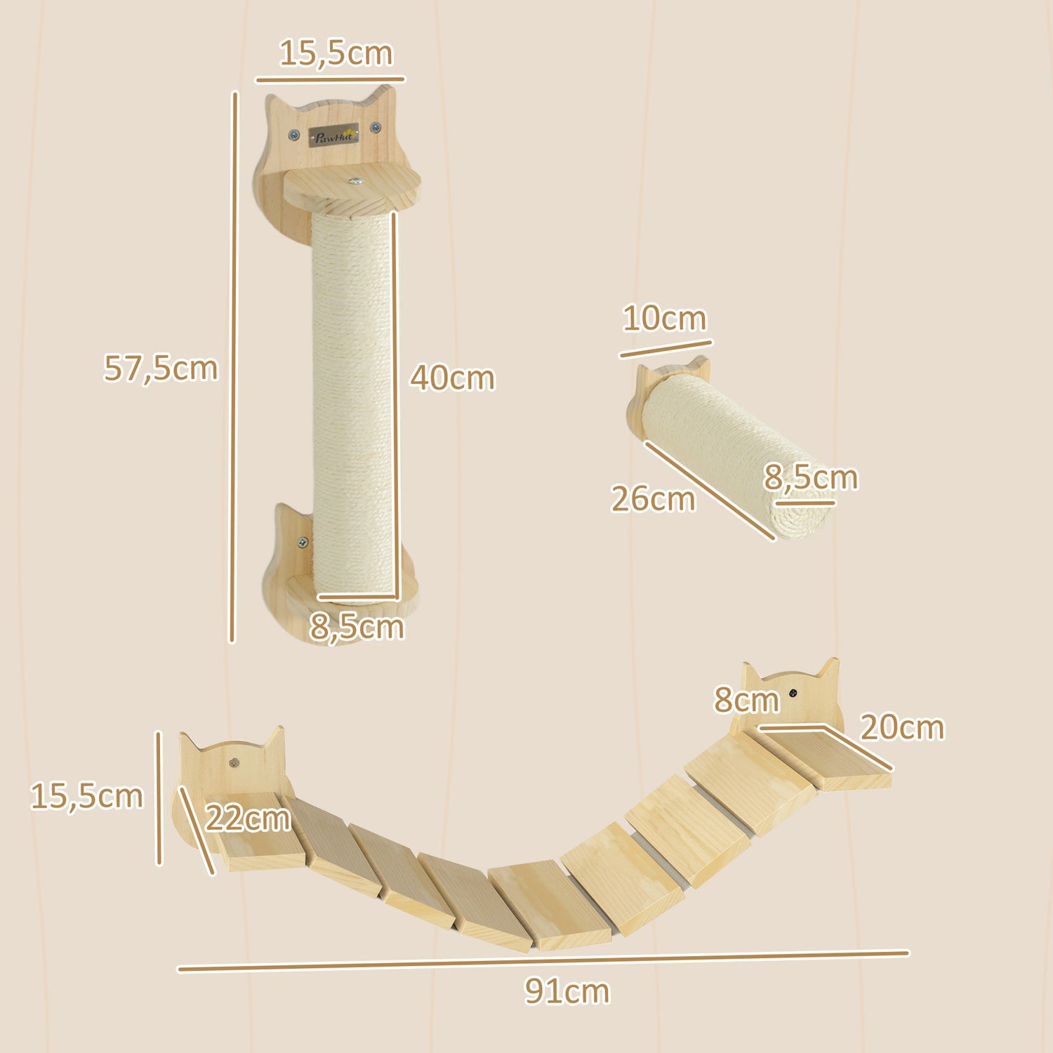 Cat Climbing Wall Set – 3-delad Furu Furniture