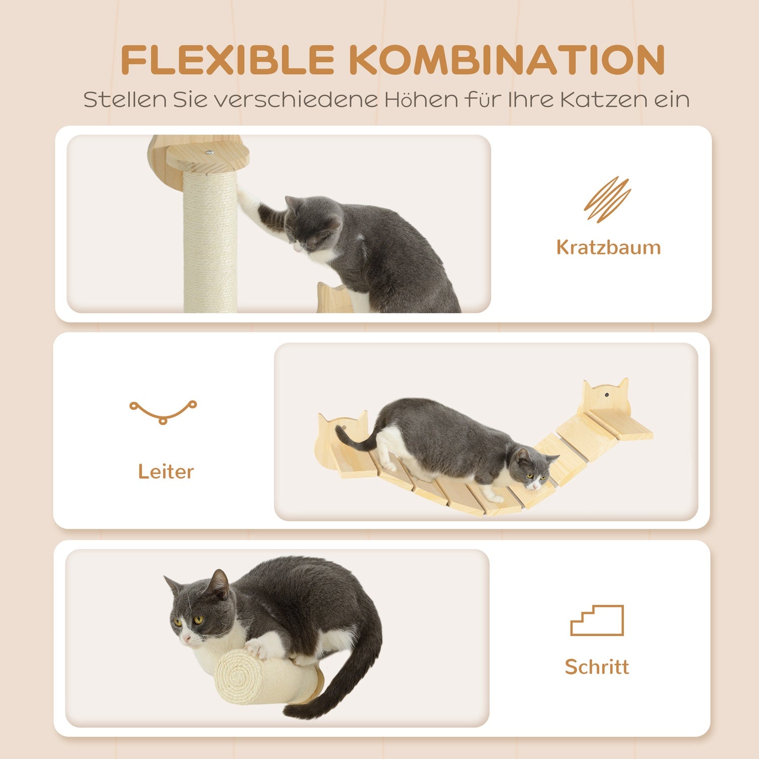 Cat Climbing Wall Set – 3-delad Furu Furniture