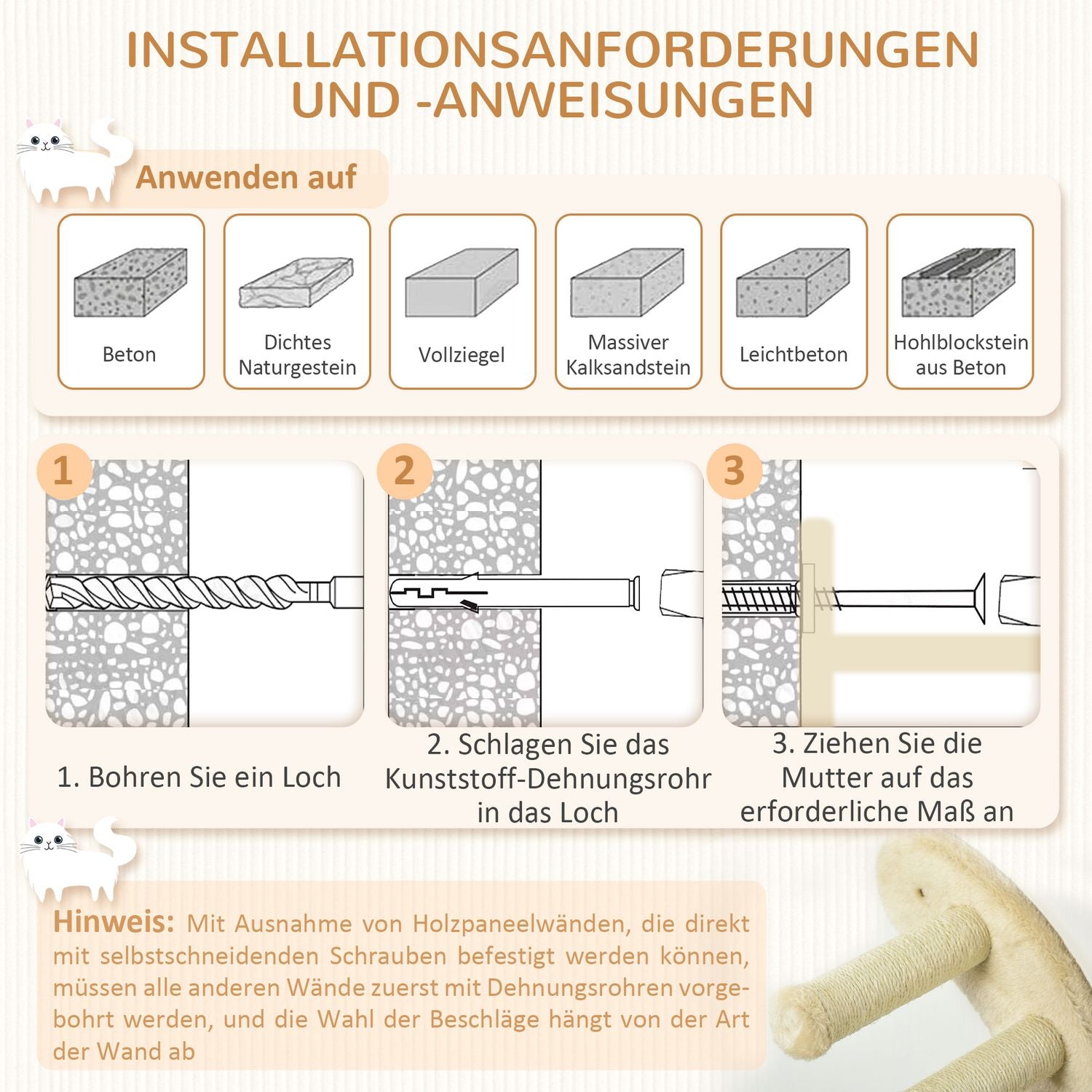 Kattklätterväggsset med trappor & hängmatta - upp till 5 kg