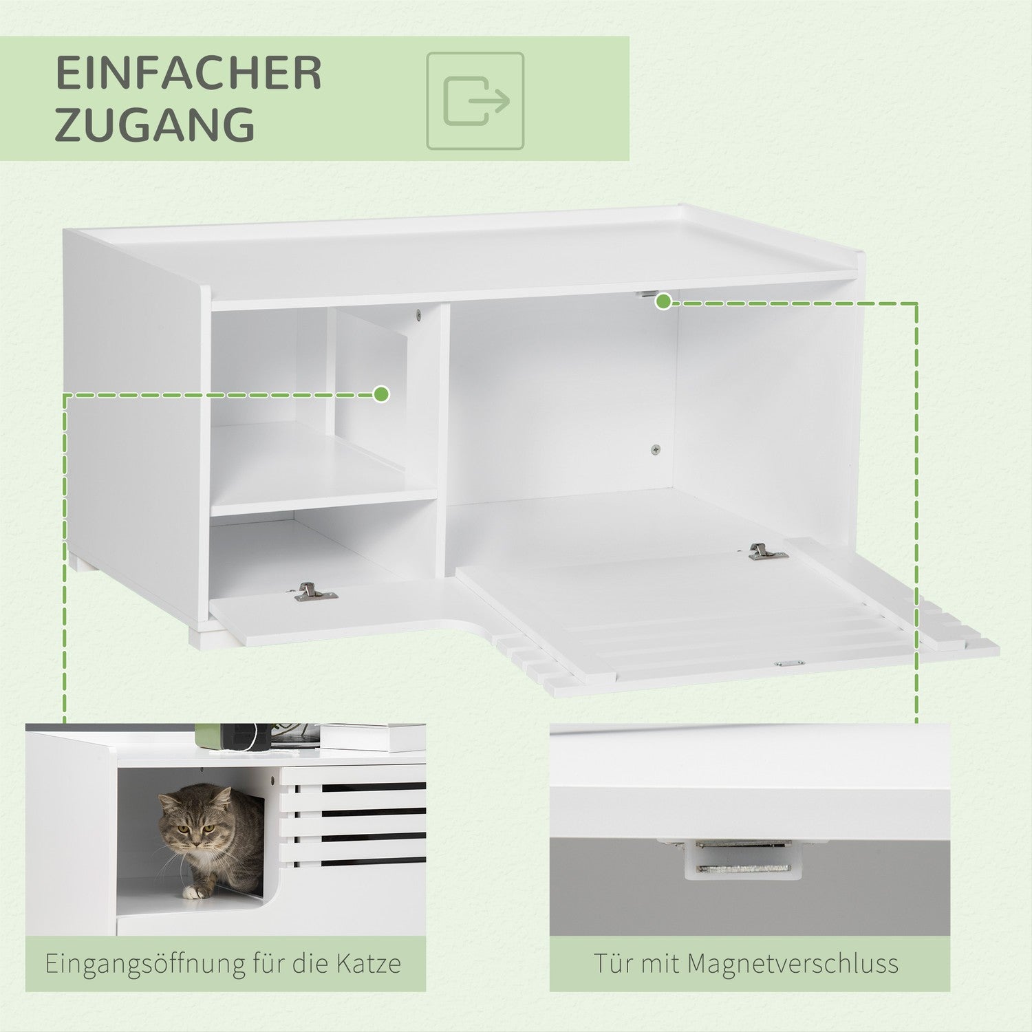 Kattskåp – Sidobord, vit MDF