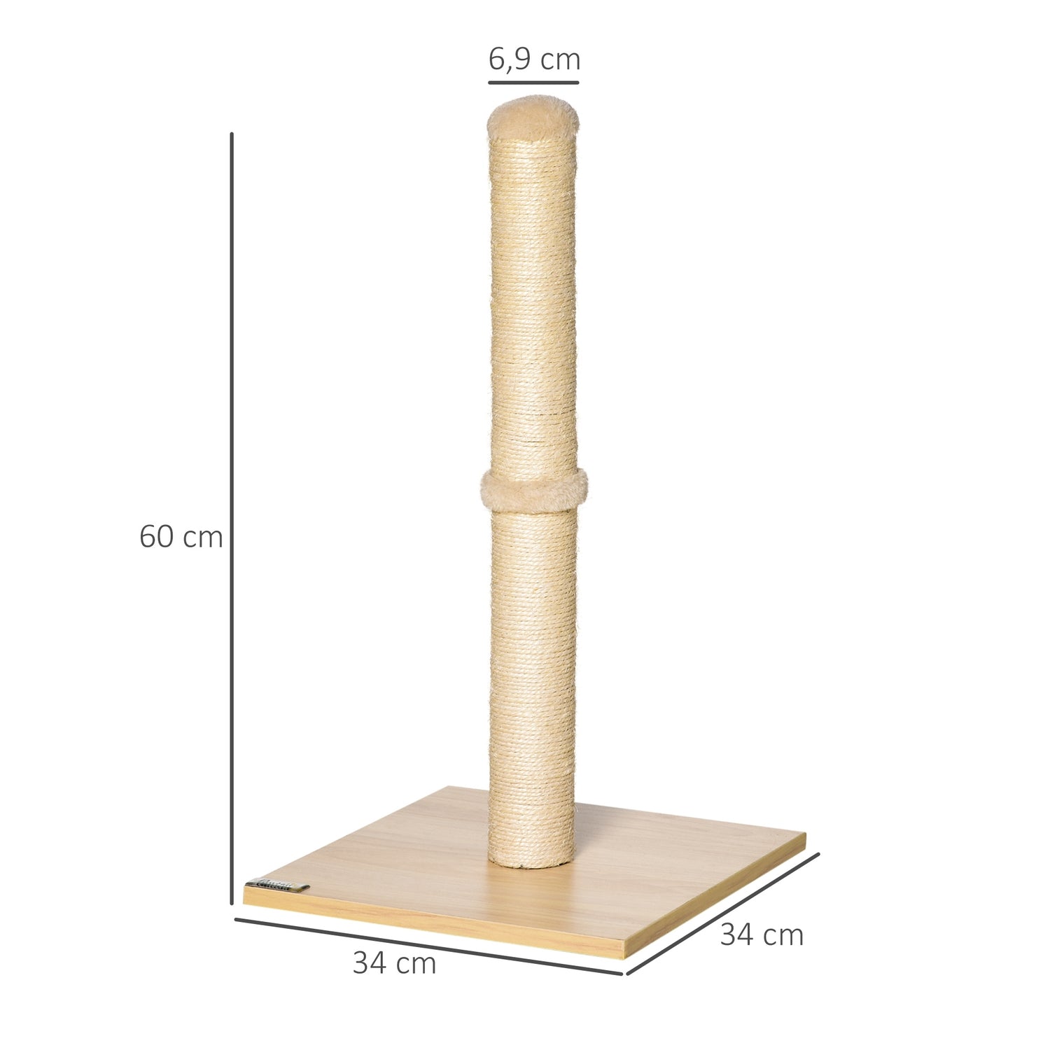 Kattskrapstolpe, Sisal med boll, Stall 60cm Beige