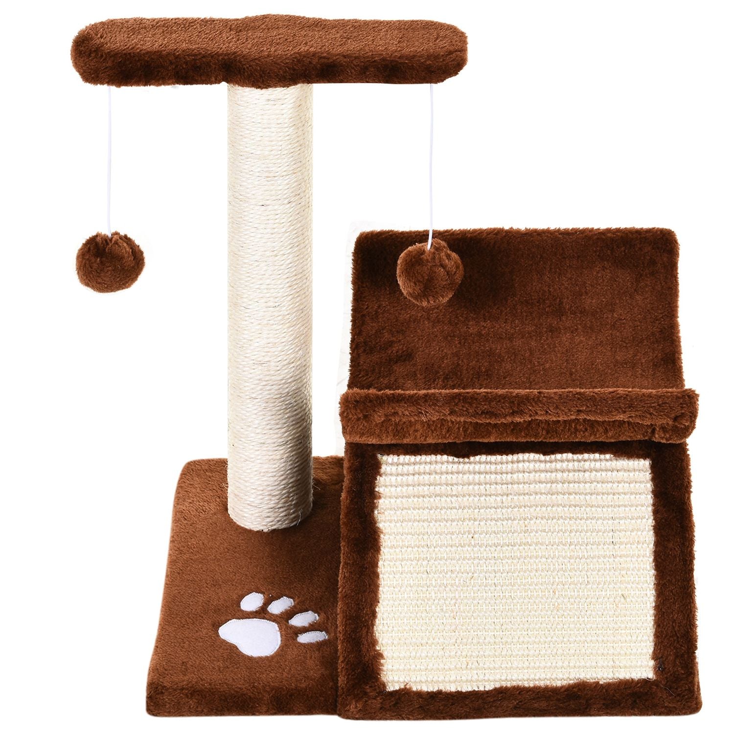 Kattskrapstolpe med lekboll, brun, 40x30x43 cm