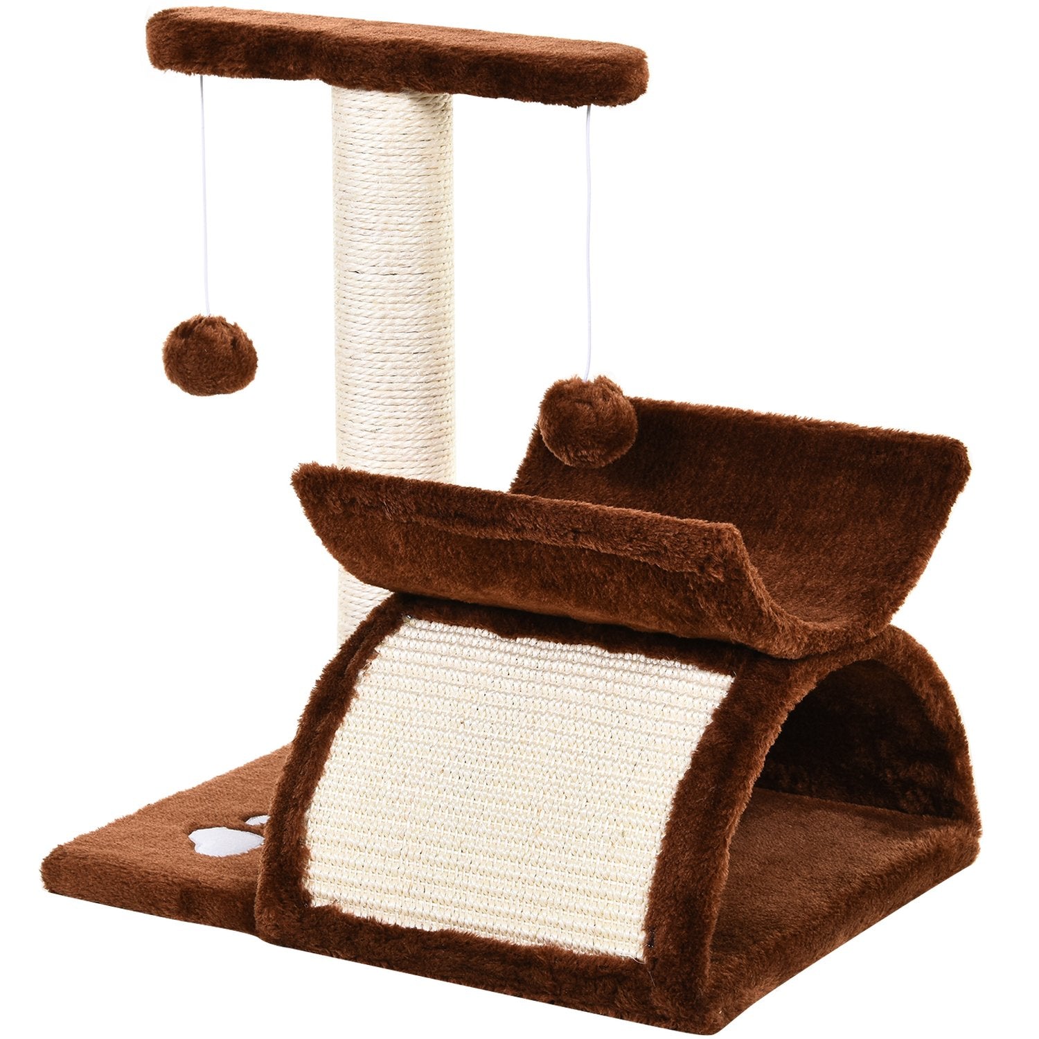 Kattskrapstolpe med lekboll, brun, 40x30x43 cm