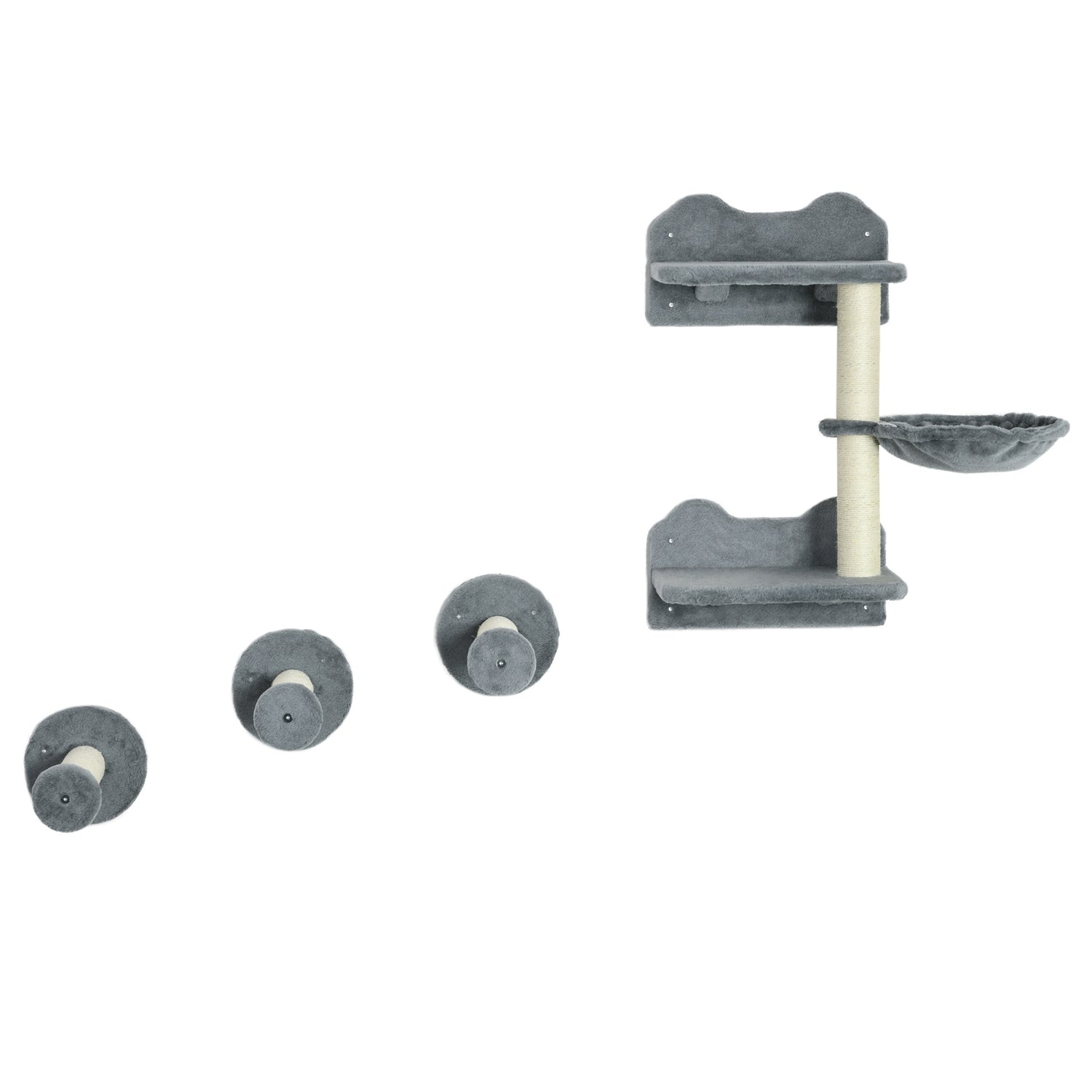 Kattträd med hopptorn, 3 skrapstolpar, hängmatta